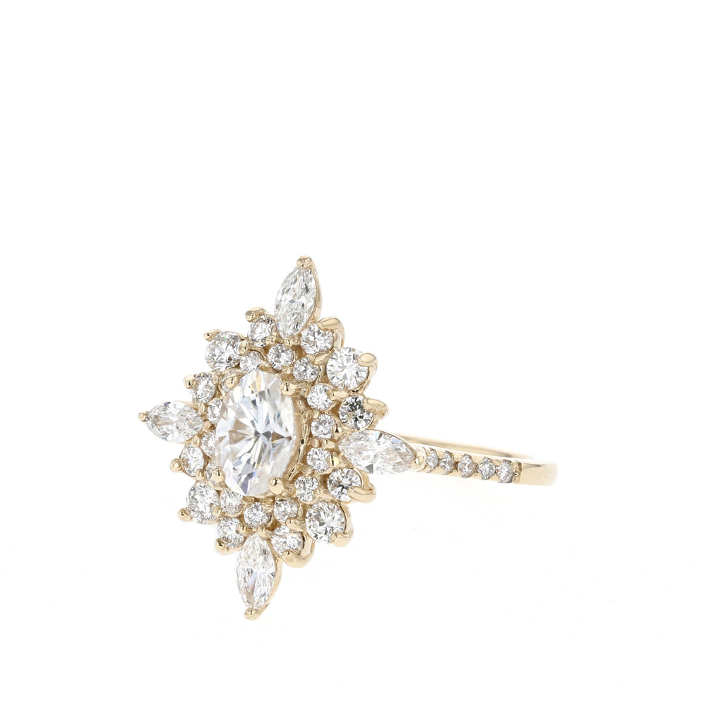 Modern Oval Cluster Ring