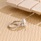 designer pear three stone engagement ring moissanite