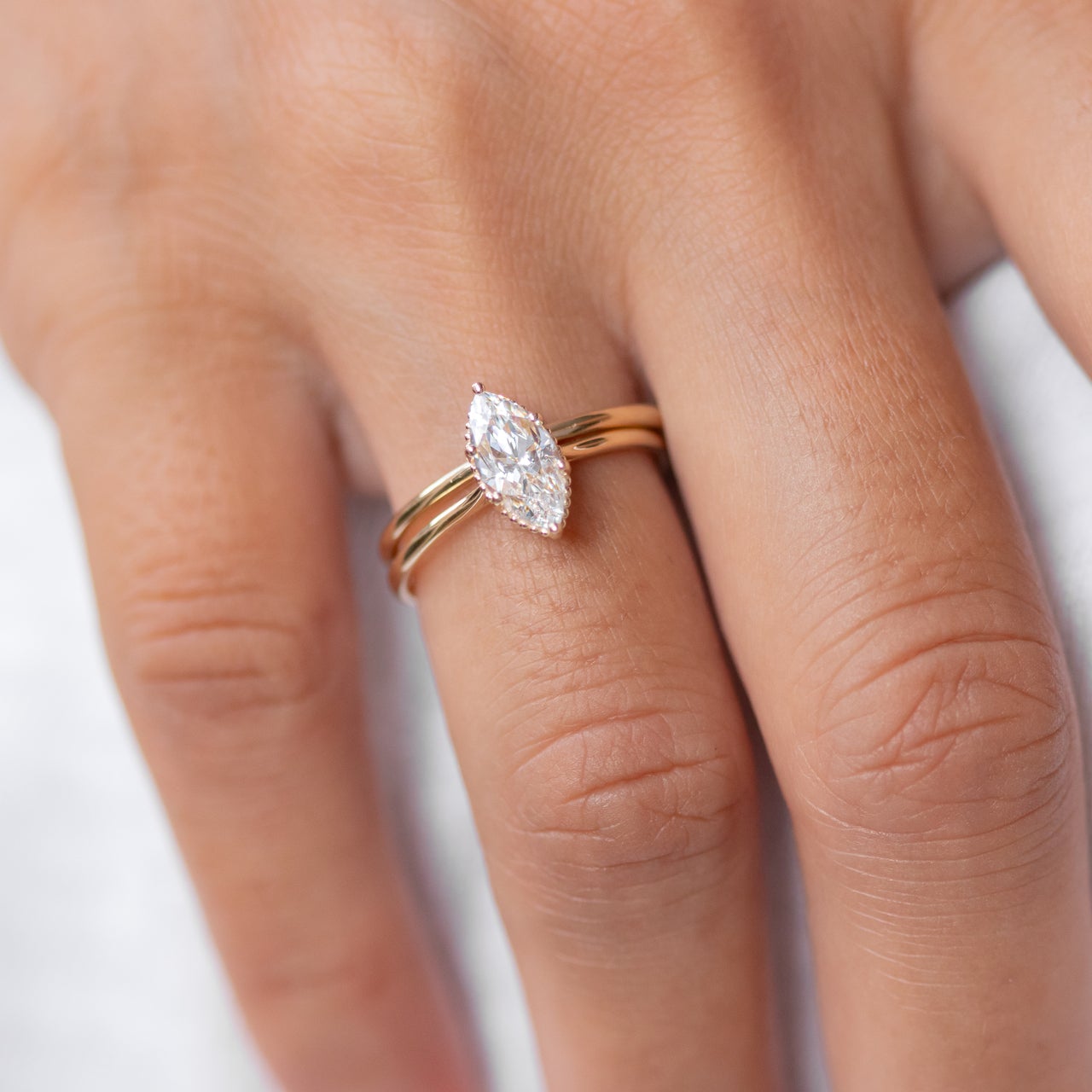 1.0CT Marquise Six Prong Moissanite Diamond Solitaire Engagement Ring