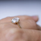 1.0CT Cathedral Set Round Moissanite Diamond Unique Solitaire Engagement Ring