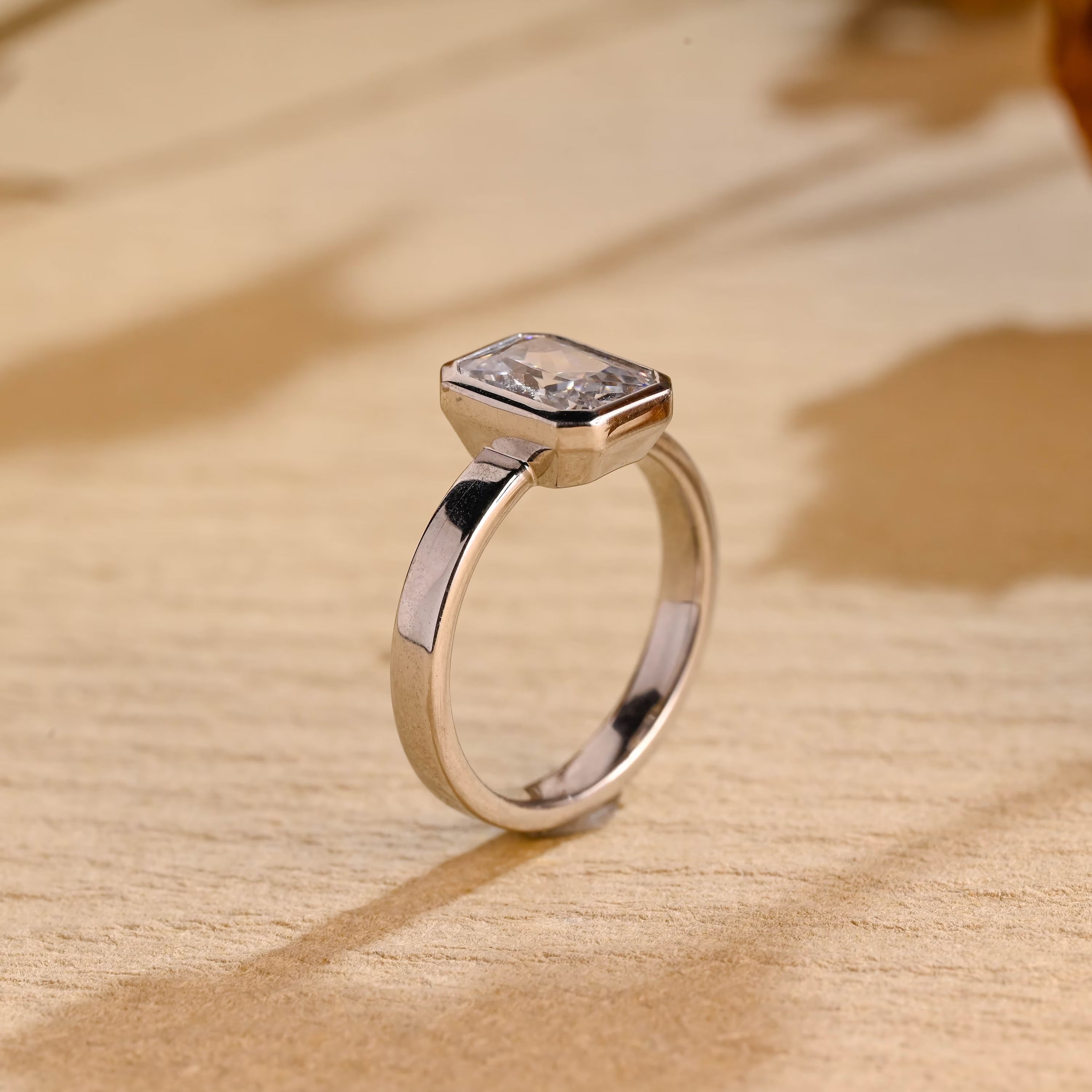 1 carat moissanite engagement ring bezel setting