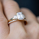 1.60CT Emerald Cut Five Stone Moissanite Diamond Solitaire Engagement Ring