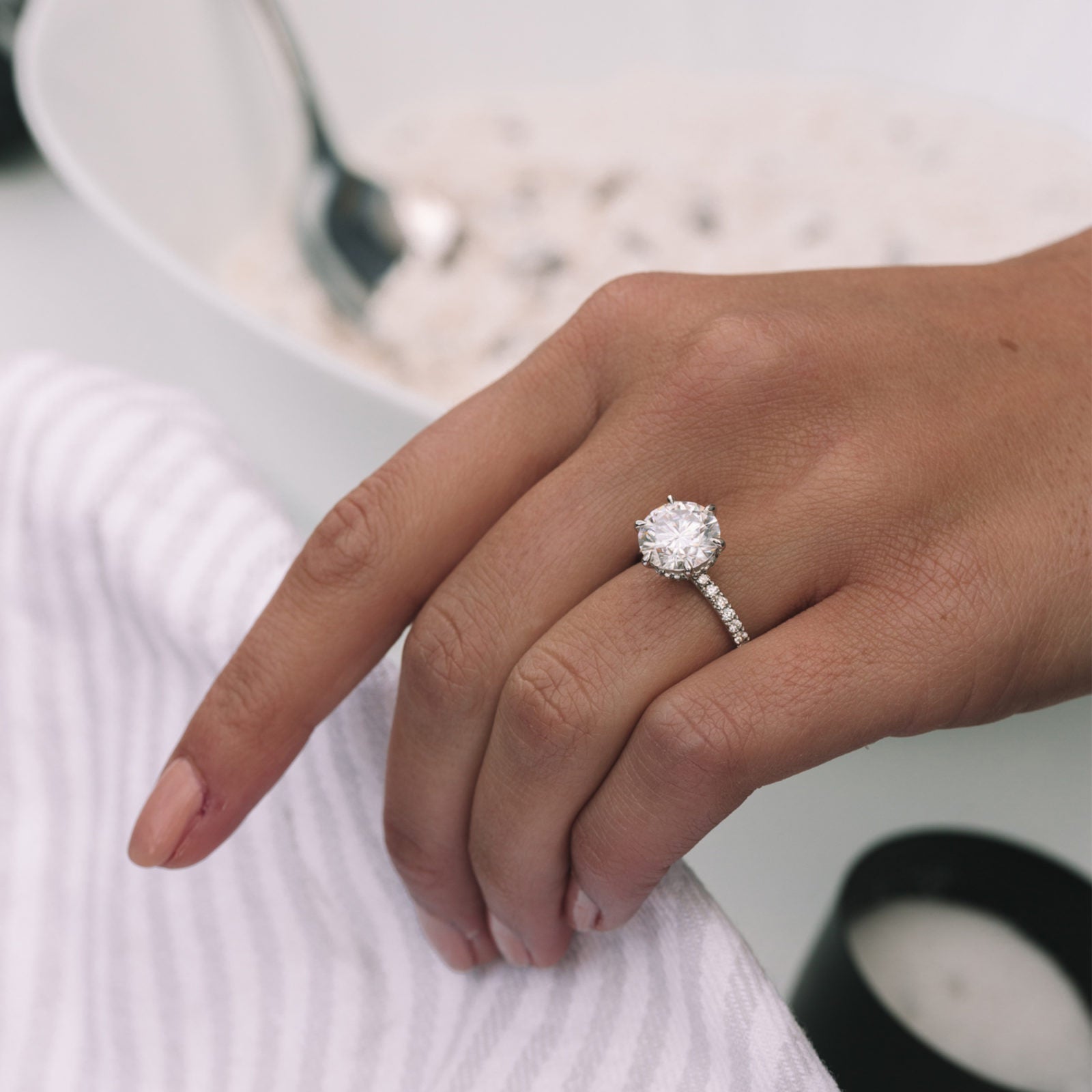 Moissanite three stone ring NY