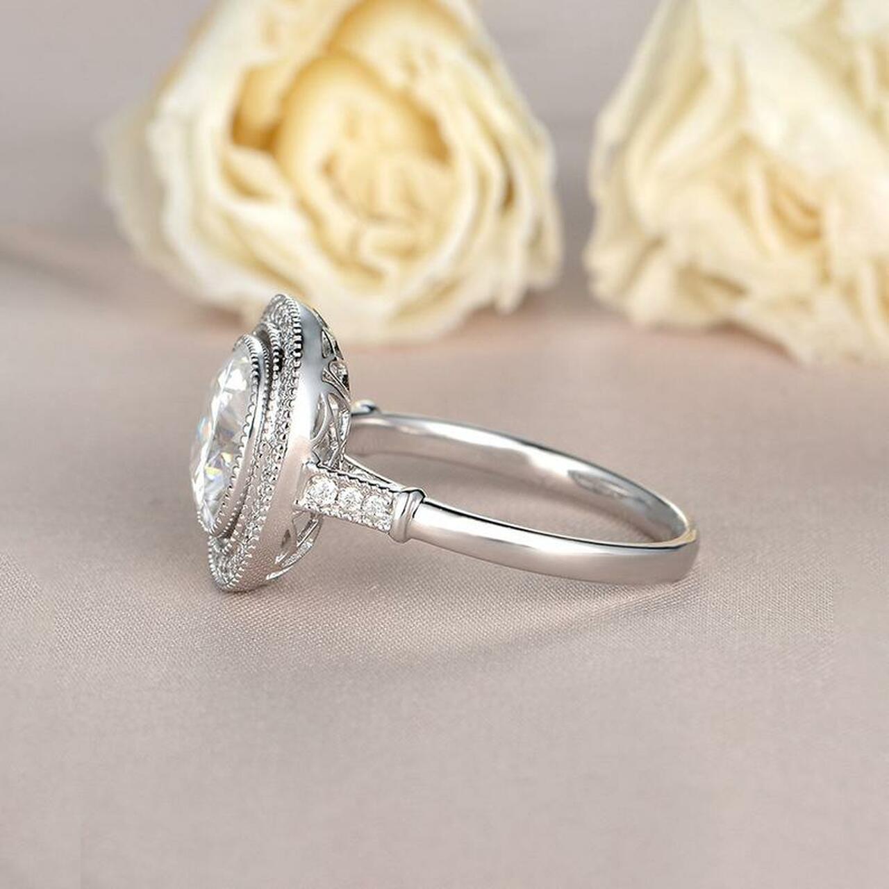 Cushion Moissanite Engagement Ring