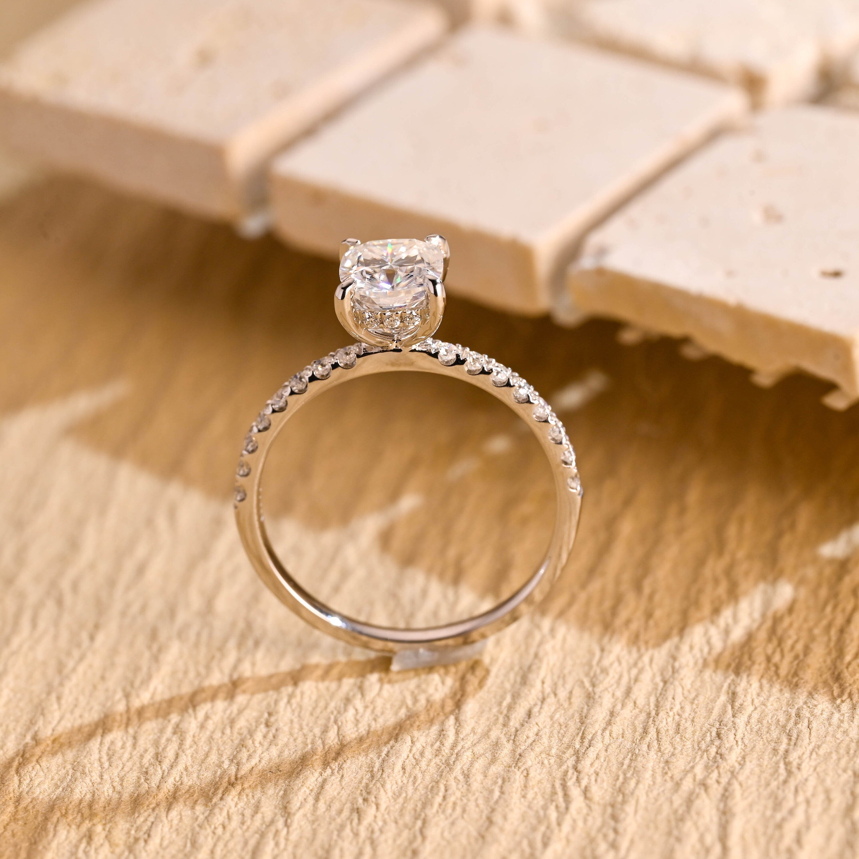 Cushion Cut Diamond Accent Ring