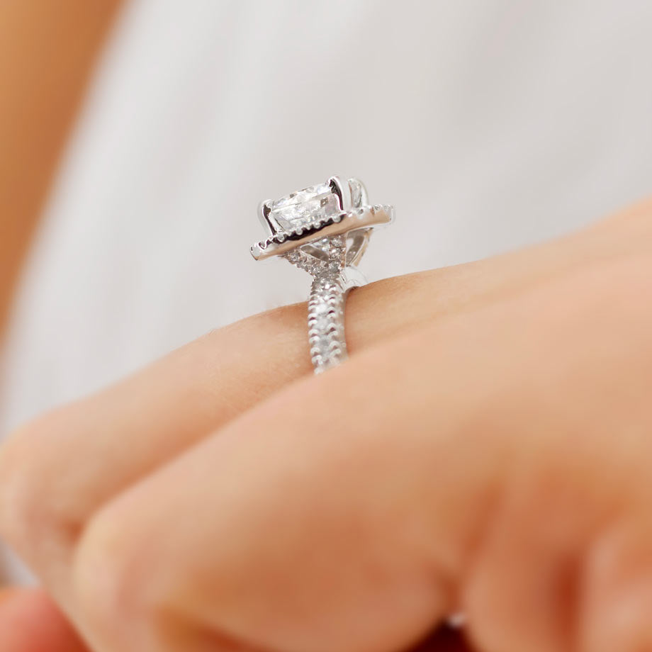 Cushion Cut Moissanite Engagement Ring