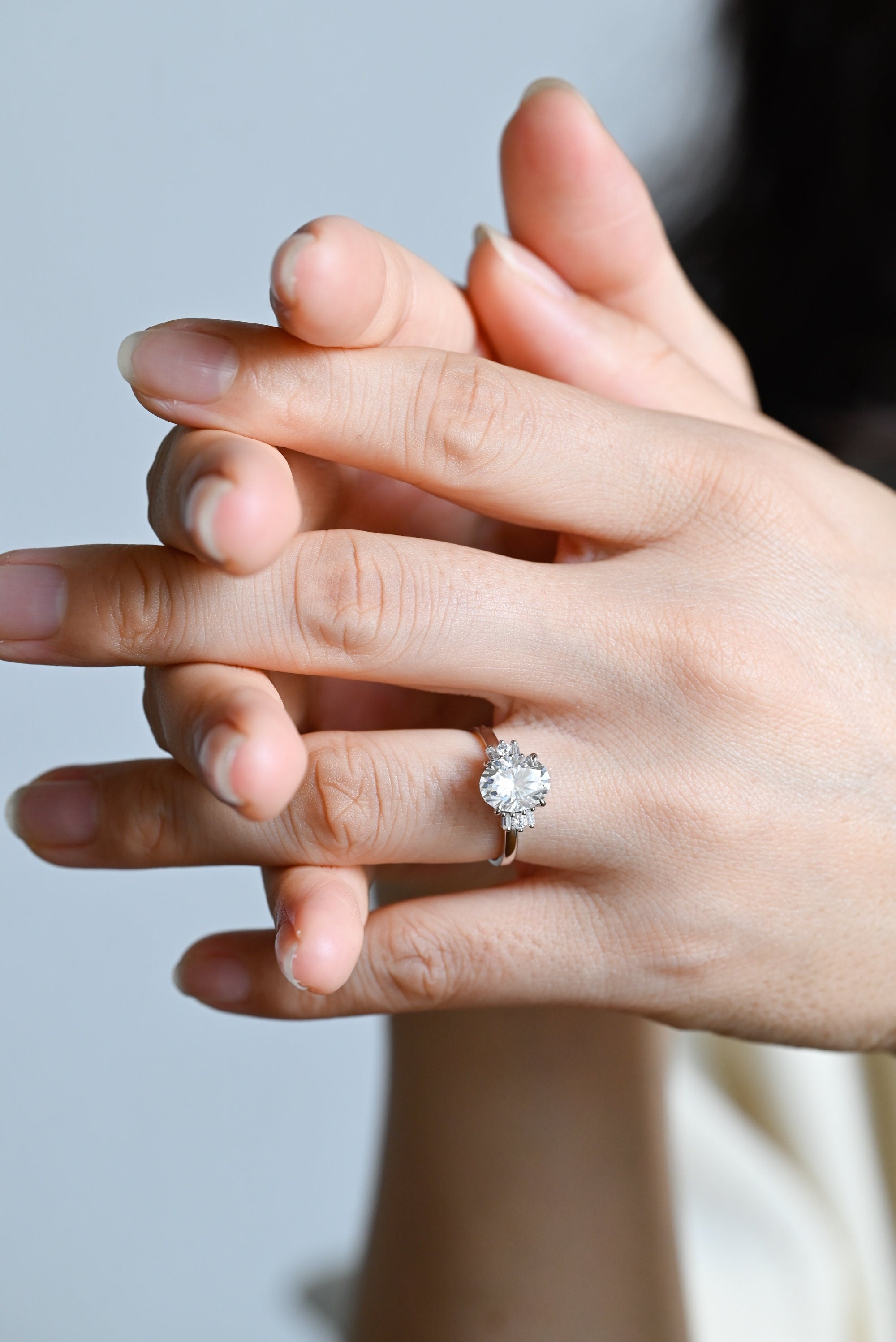 Vintage Inspired Oval Diamond Cluster Moissanite Ring