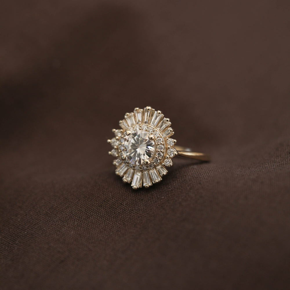 Moissanite emerald cut anniversary rings