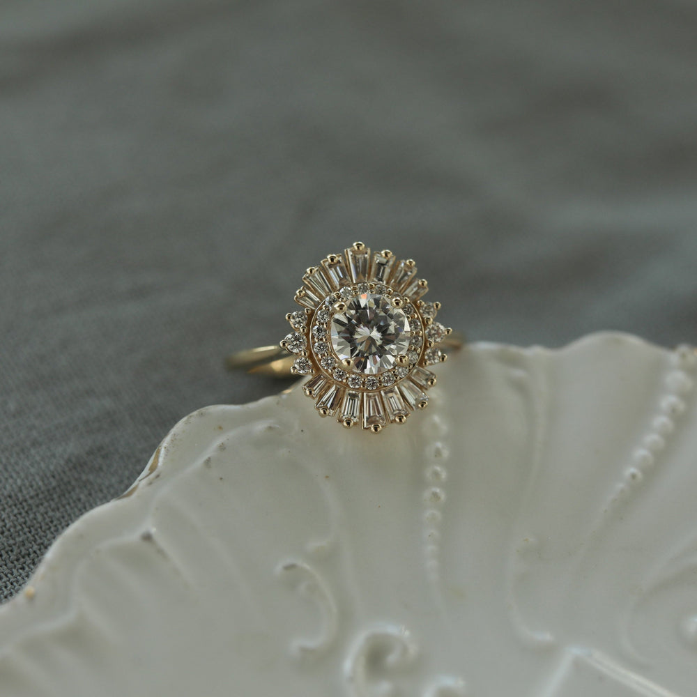 Moissanite tension-set wedding sets