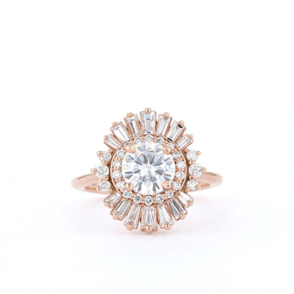 Moissanite milgrain wedding bands