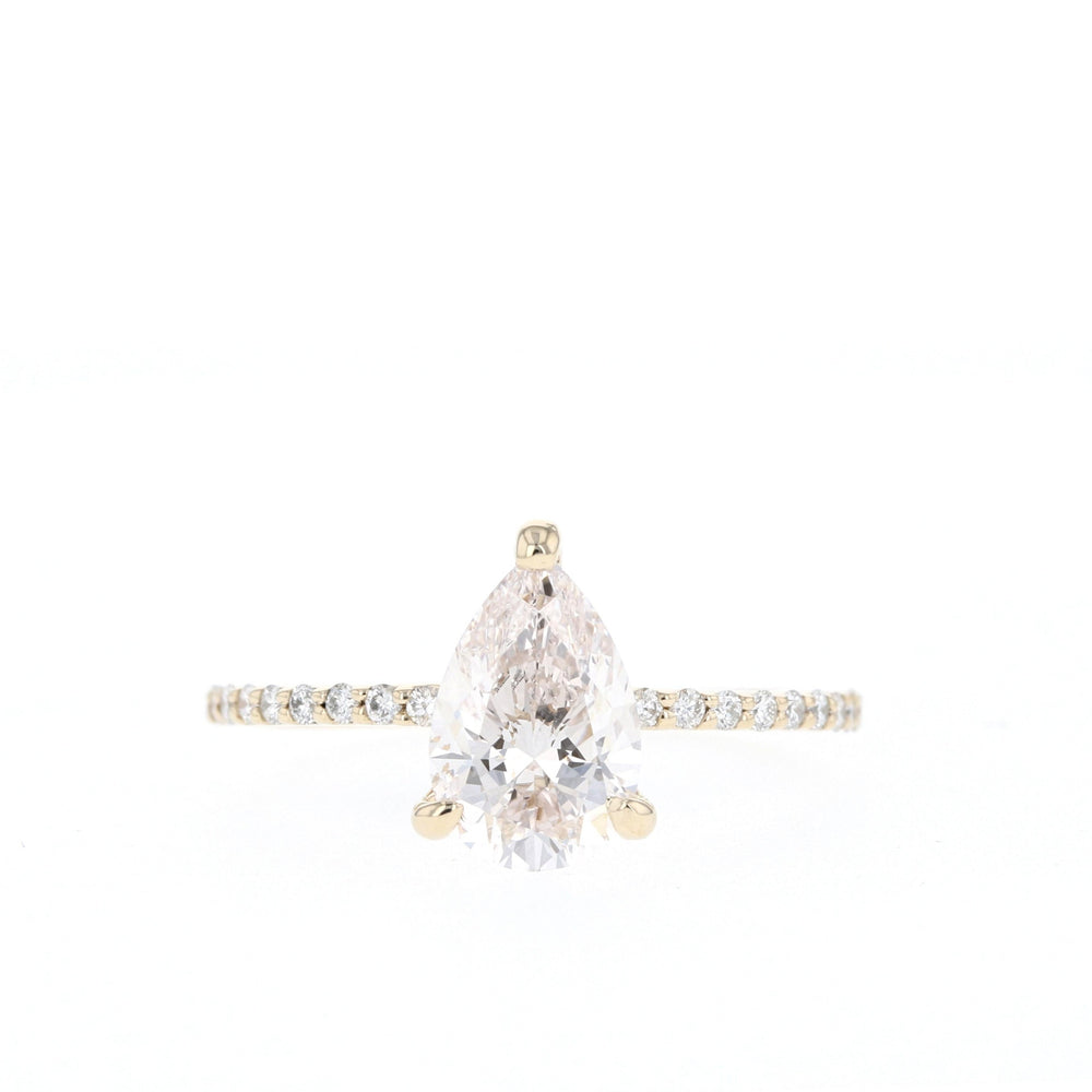 1.25CT Pear Pave Moissanite Diamond Engagement Ring
