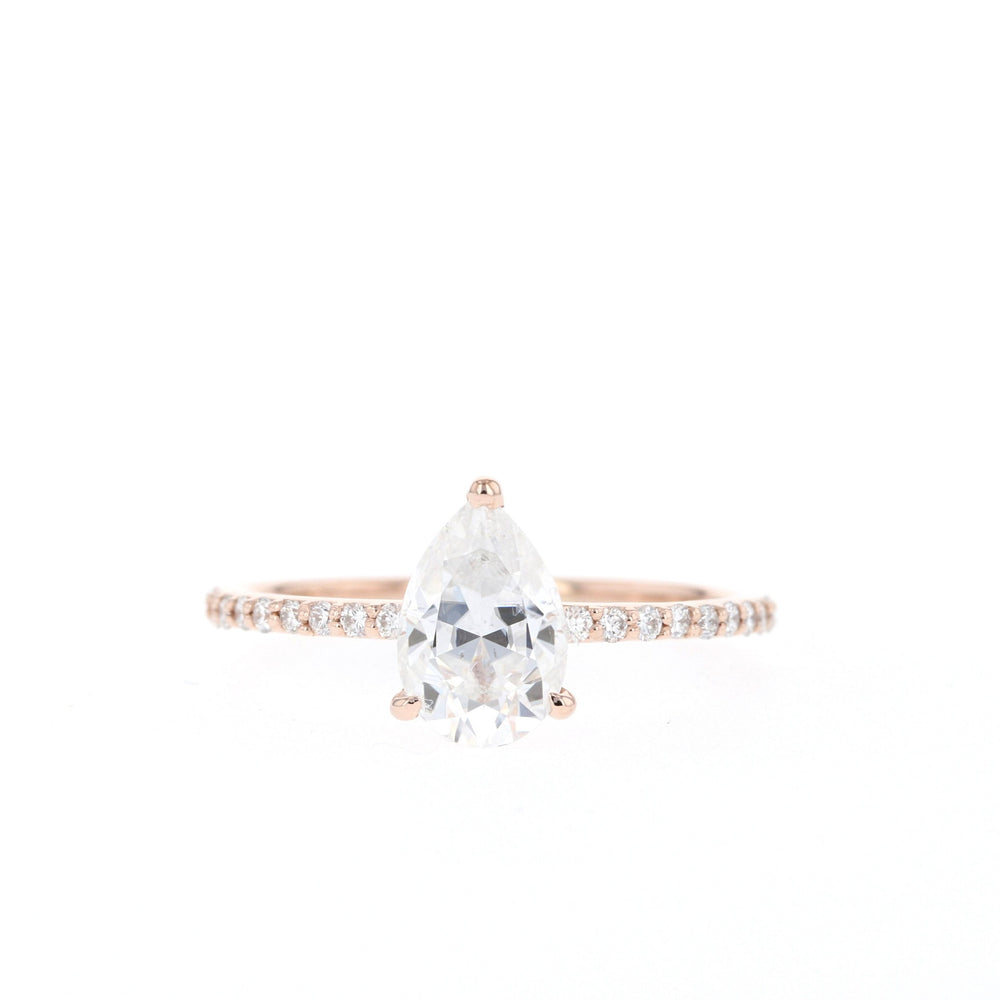 1.25CT Pear Pave Moissanite Diamond Engagement Ring