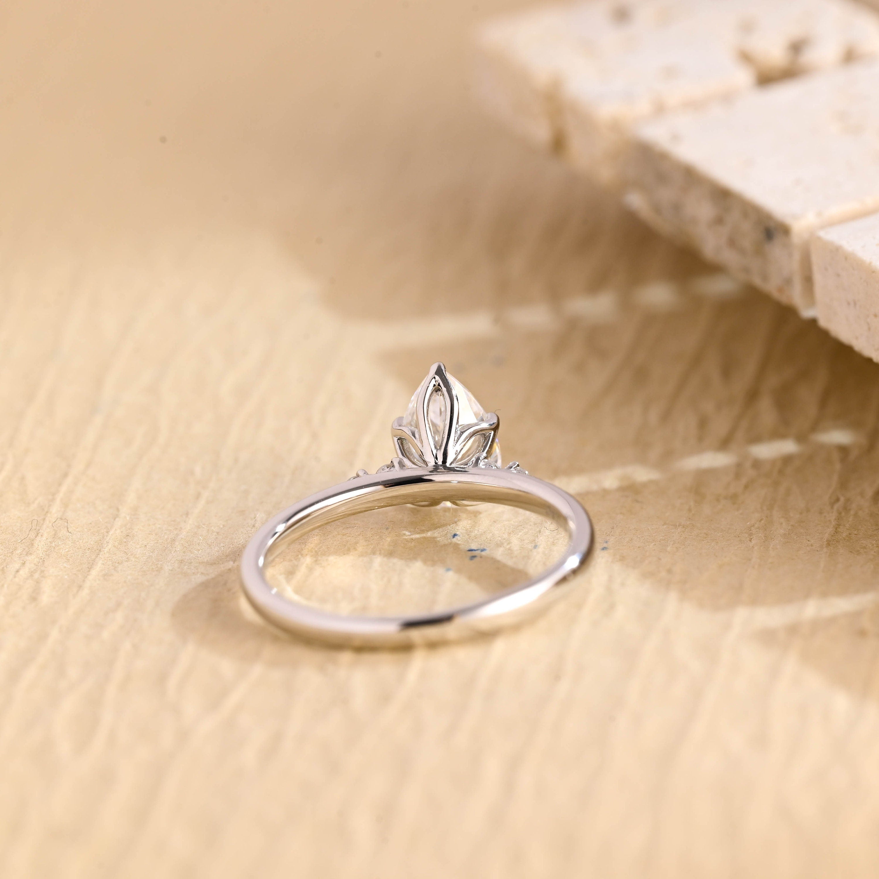 premium pear five stone diamond alternative ring