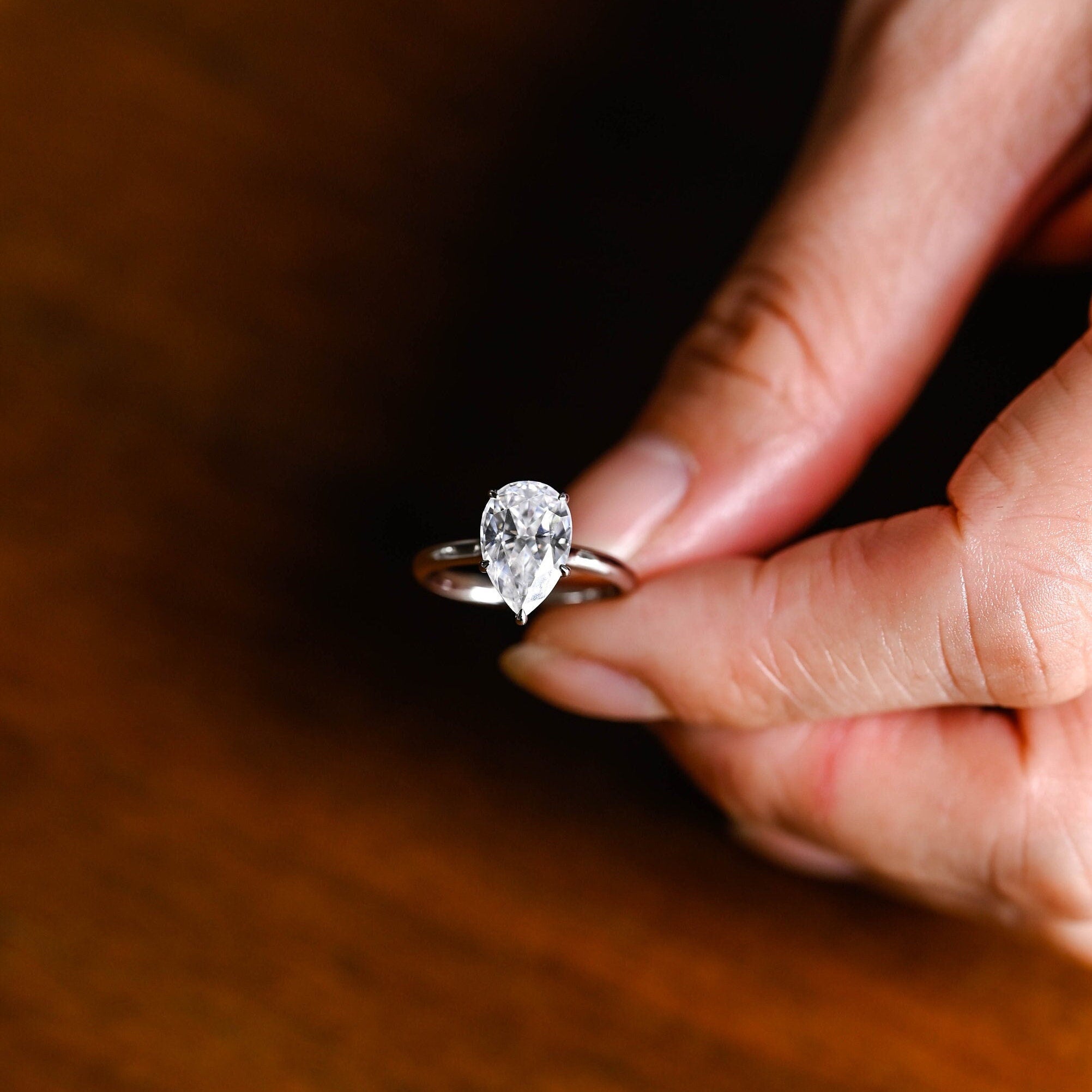 US bridal pear hidden halo engagement ring
