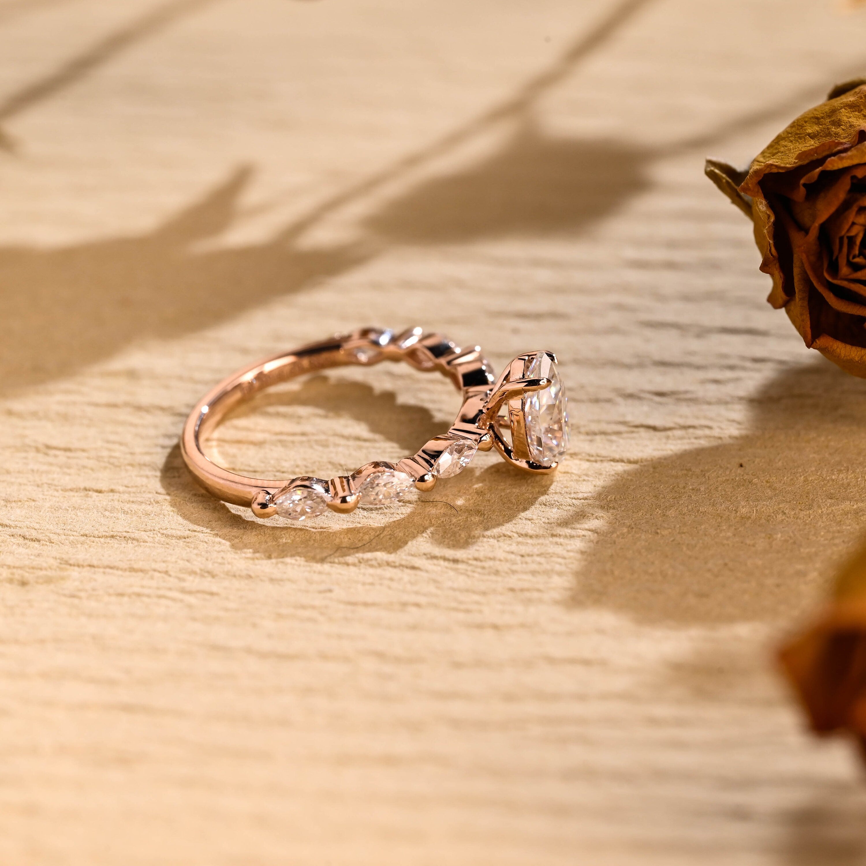 pear cut pavé lab grown engagement ring USA