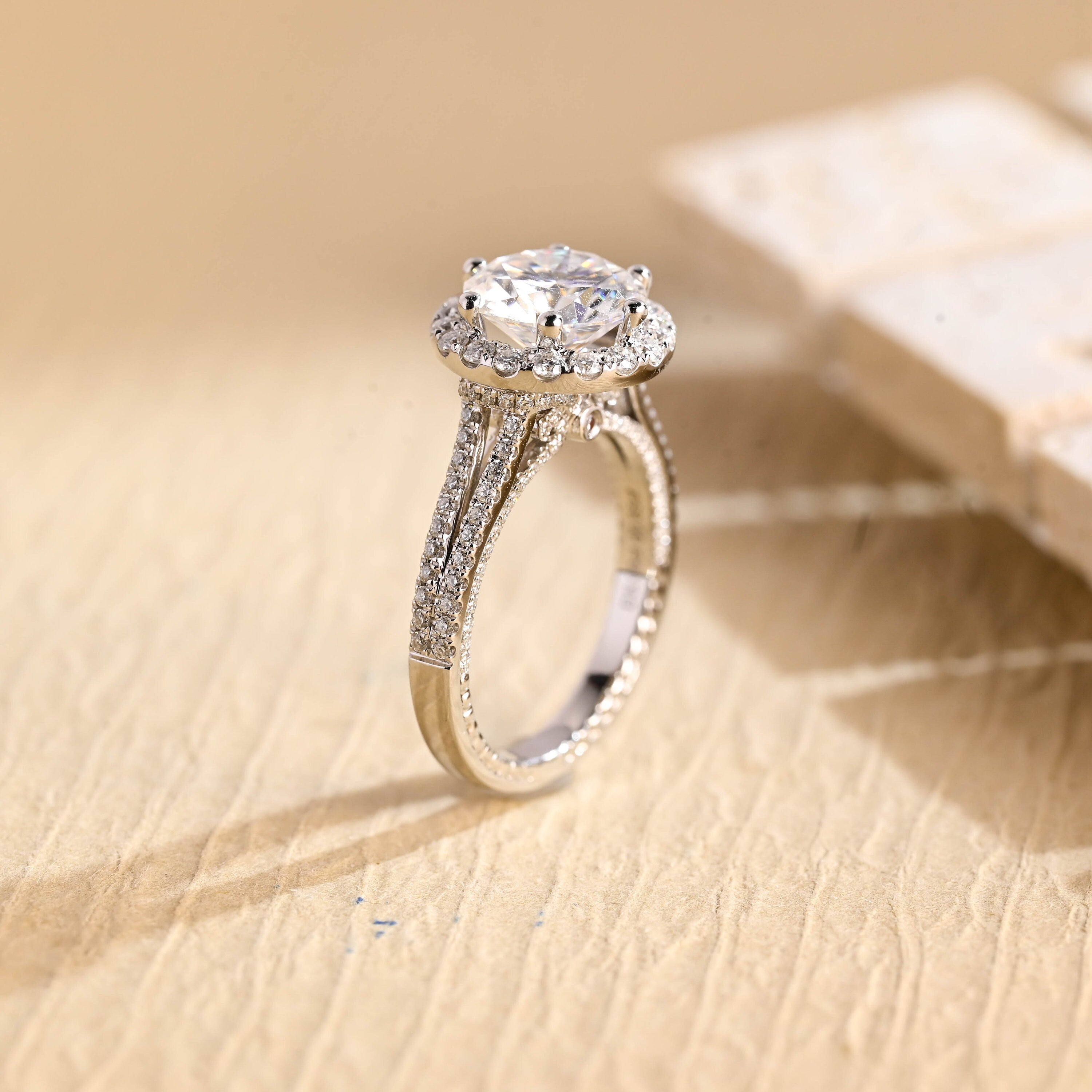 Custom Round Moissanite Engagement Ring