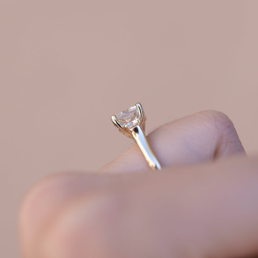 2.50CT Cushion Three Stone Moissanite Diamond Engagement Ring