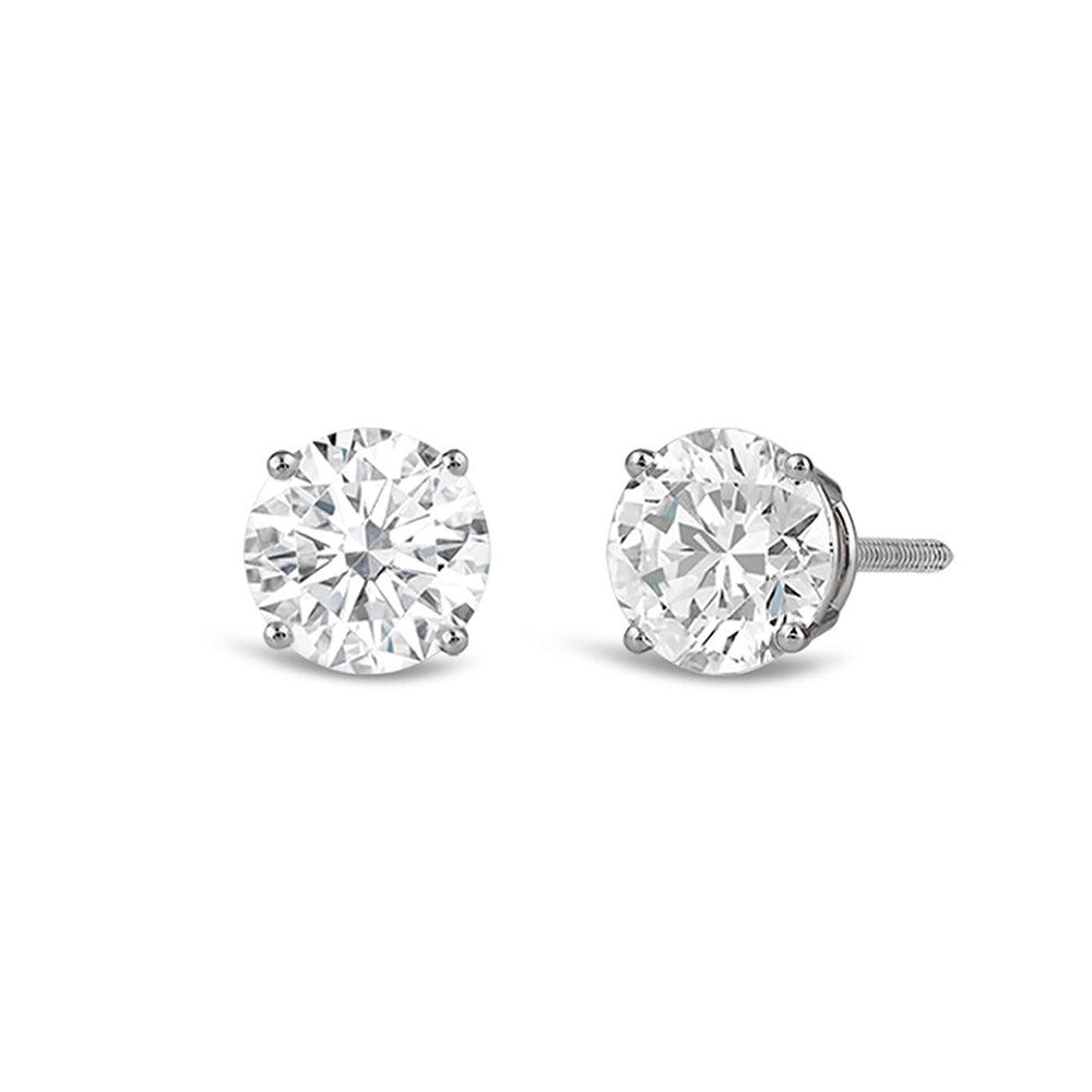 1.0CT Round Cut Moissanite Diamond Stud Earrings for Women