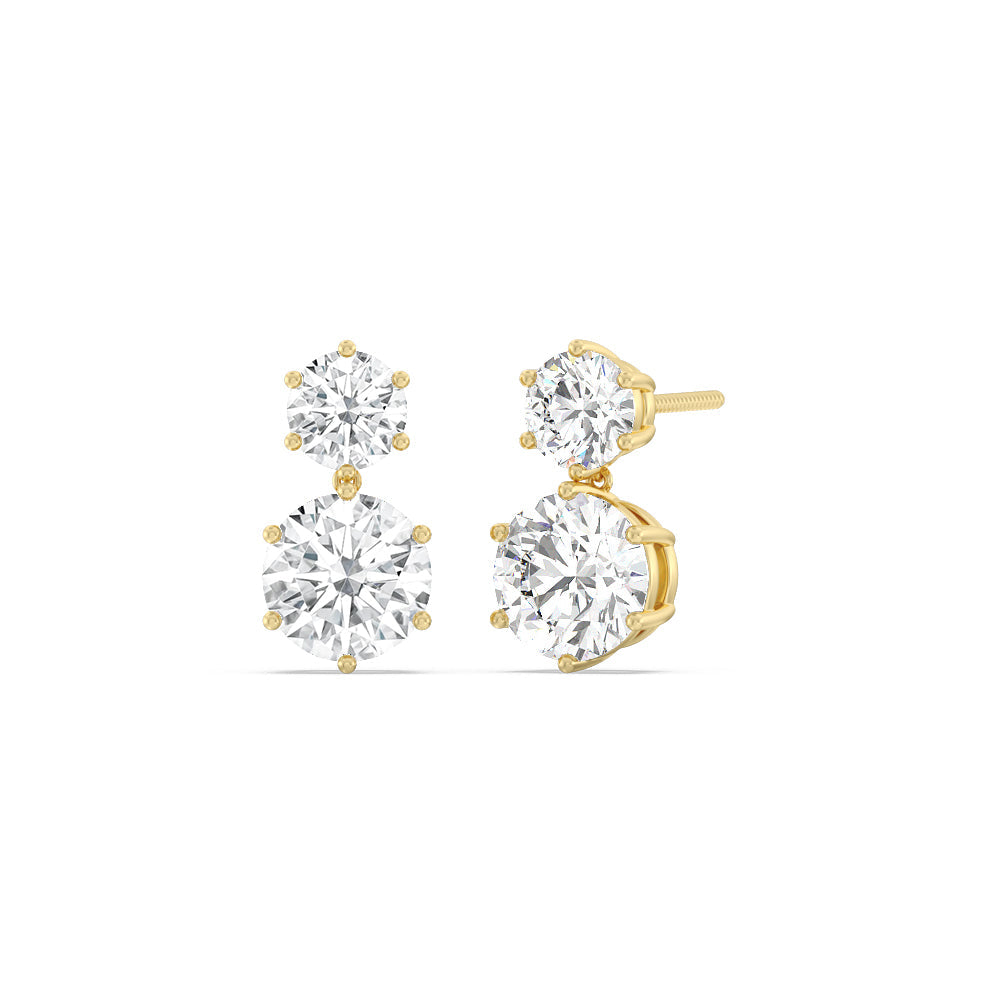 2.0CT Round Cut Two Stone Moissanite Stud Diamond Earrings