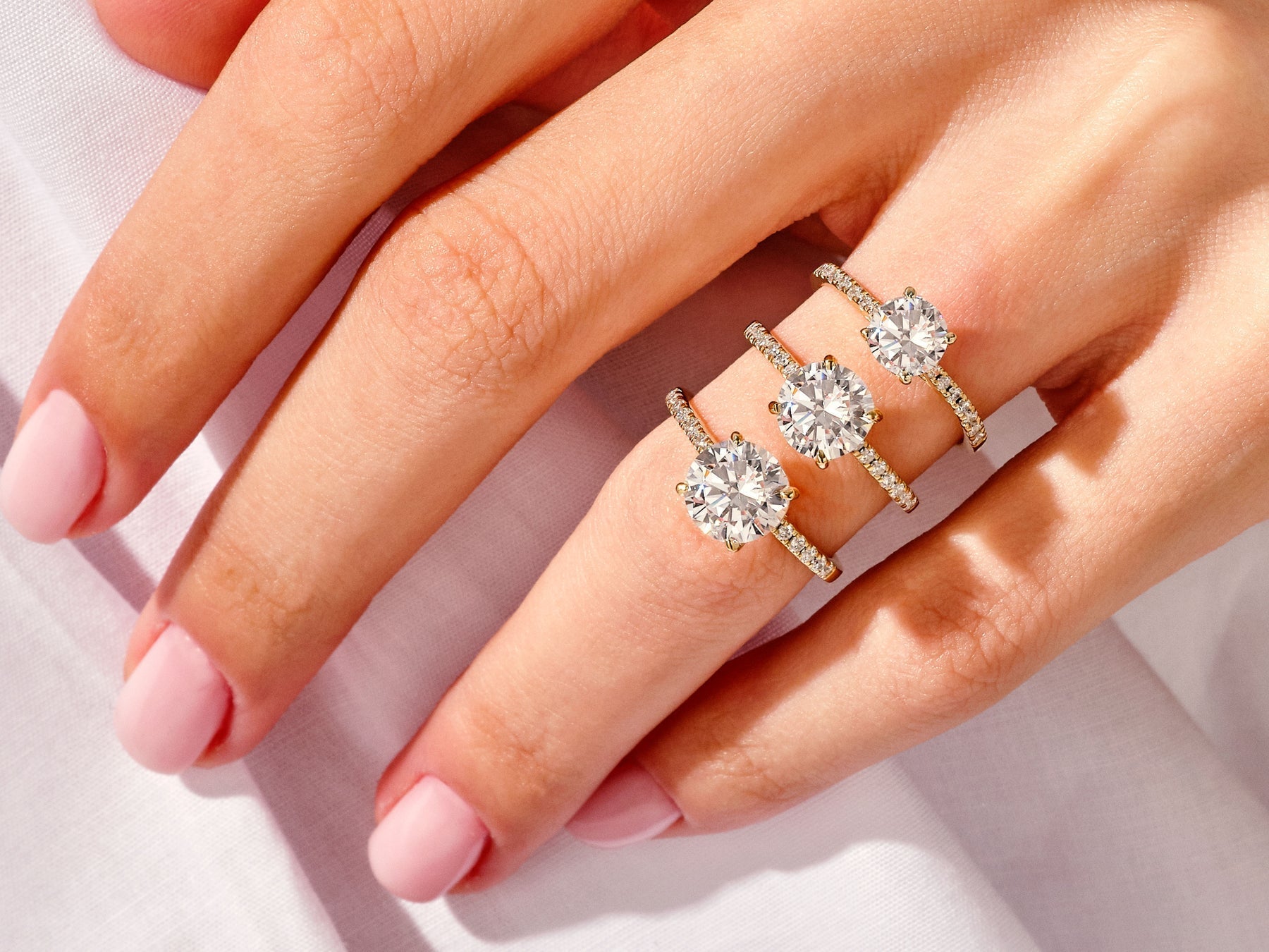 Round Cut Moissanite Pave Diamond Engagement Ring For Women
