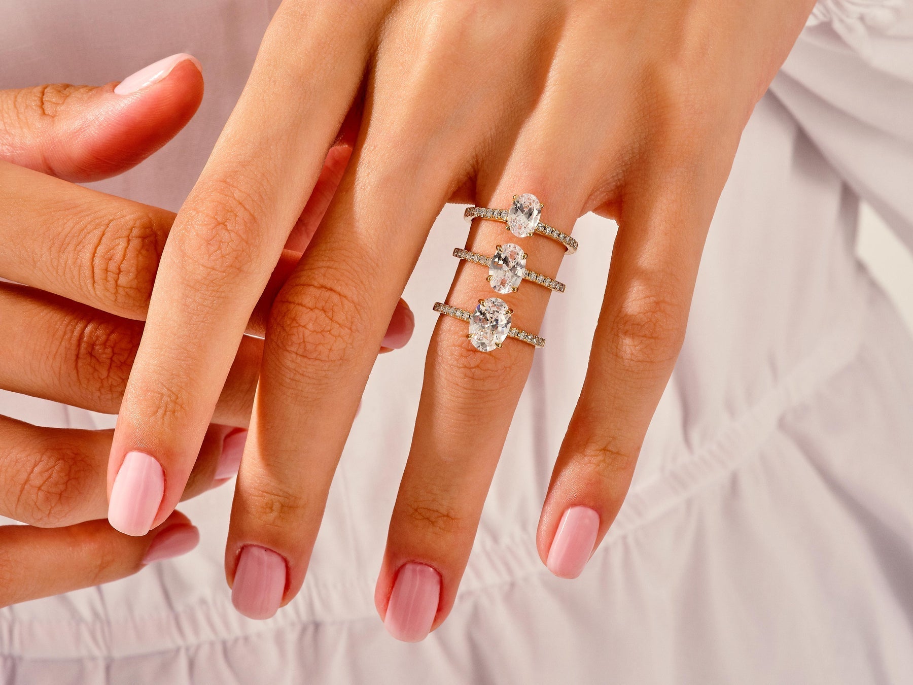 Oval Cut Diamond Moissanite Pave Engagement Ring For Women