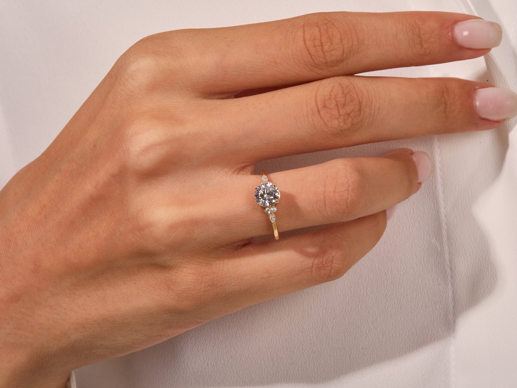 Round Cut Moissanite Cluster Diamond Engagement Ring For Her