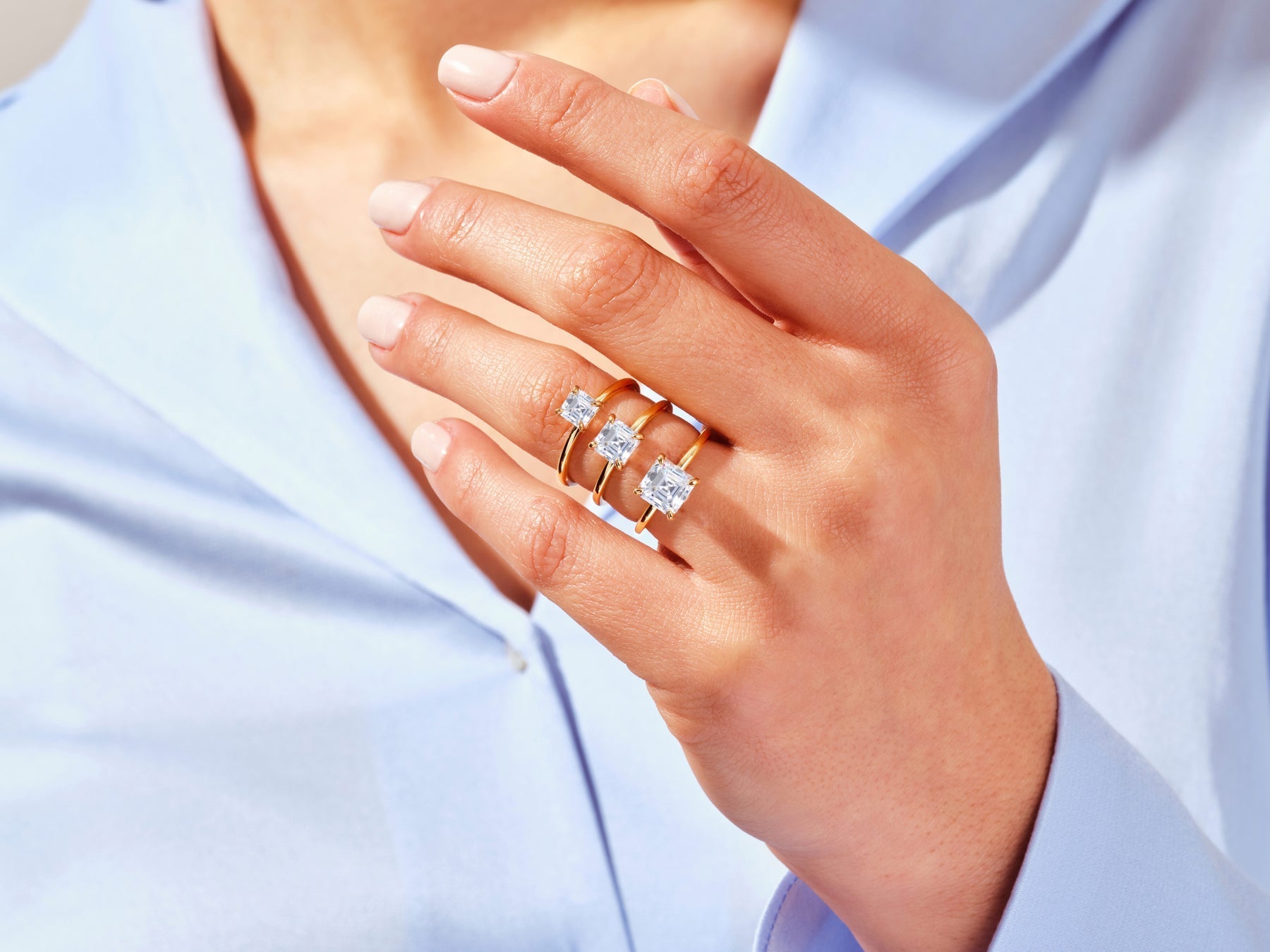 Asscher Cut Moissanite Solitaire Engagement Ring For Women