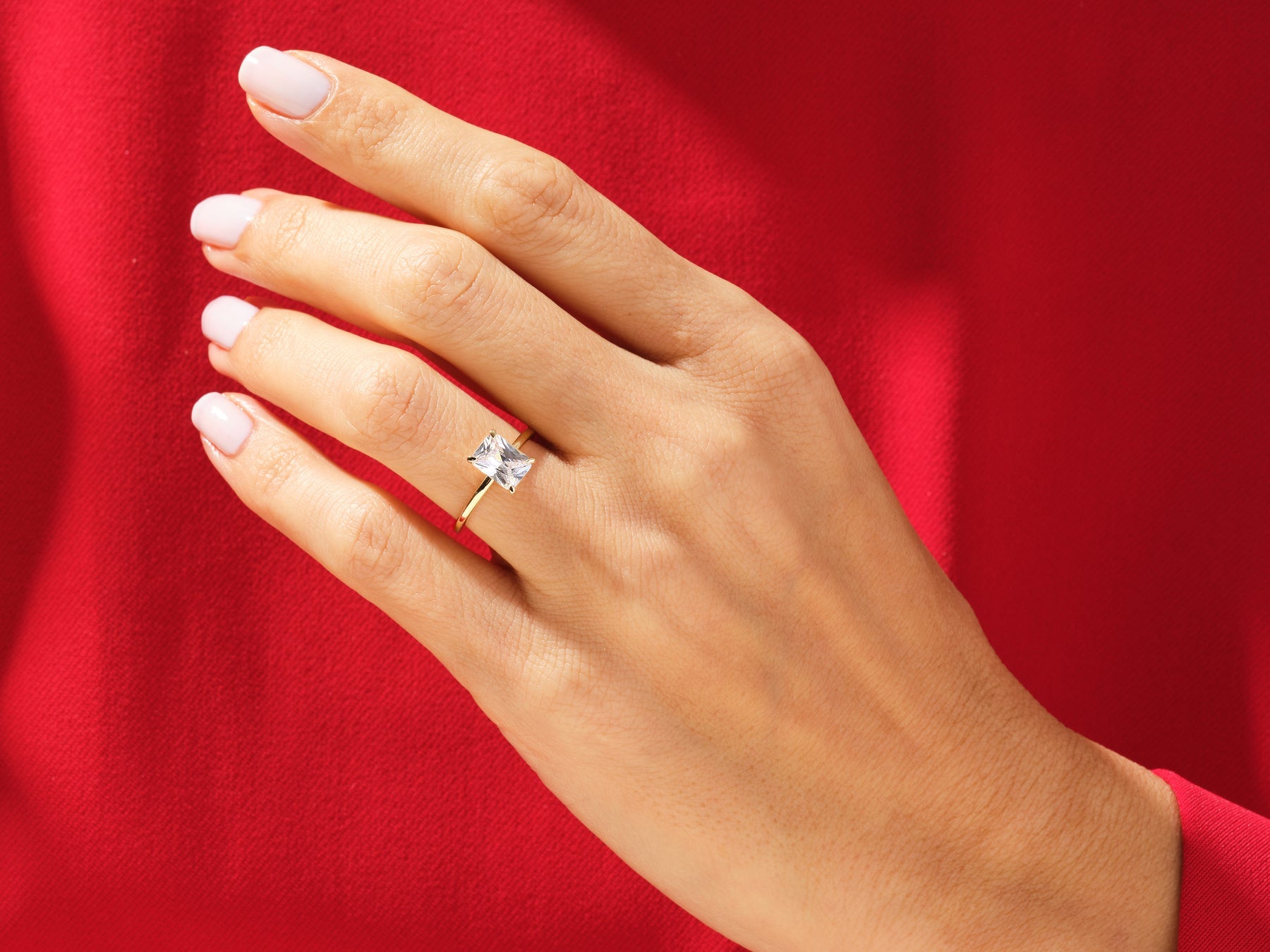 Radiant Cut Moissanite Solitaire Diamond Engagement Ring