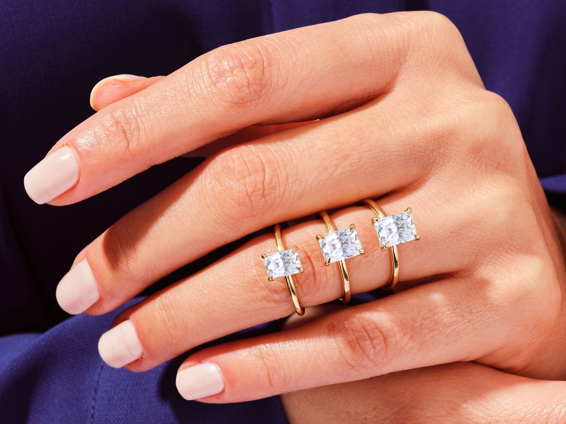Radiant Cut Moissanite Solitaire Diamond Engagement Ring