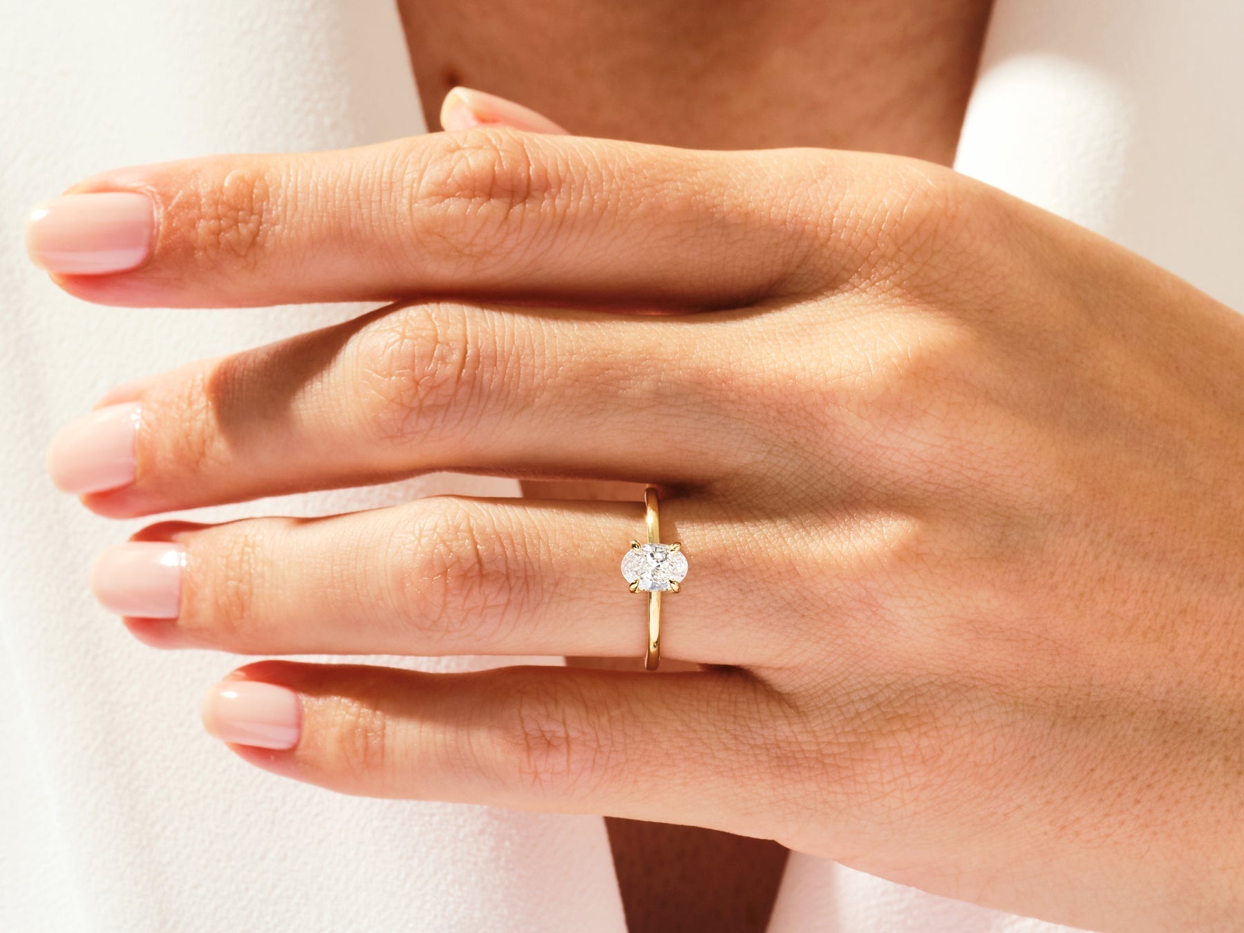 Oval Cut Moissanite Hidden Halo Diamond Engagement Ring For Women