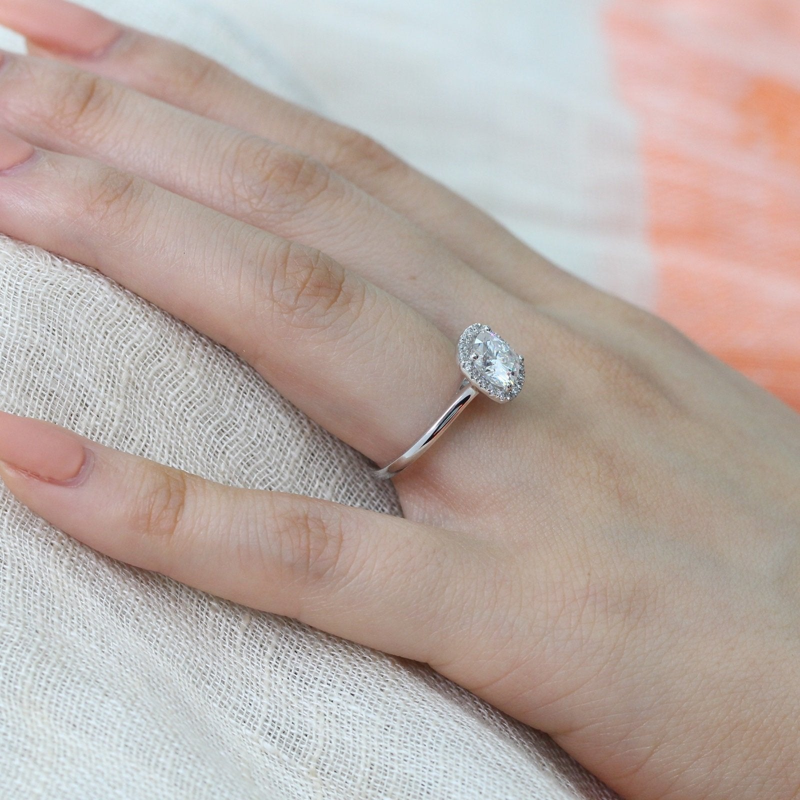 Moissanite Halo Ring for Women