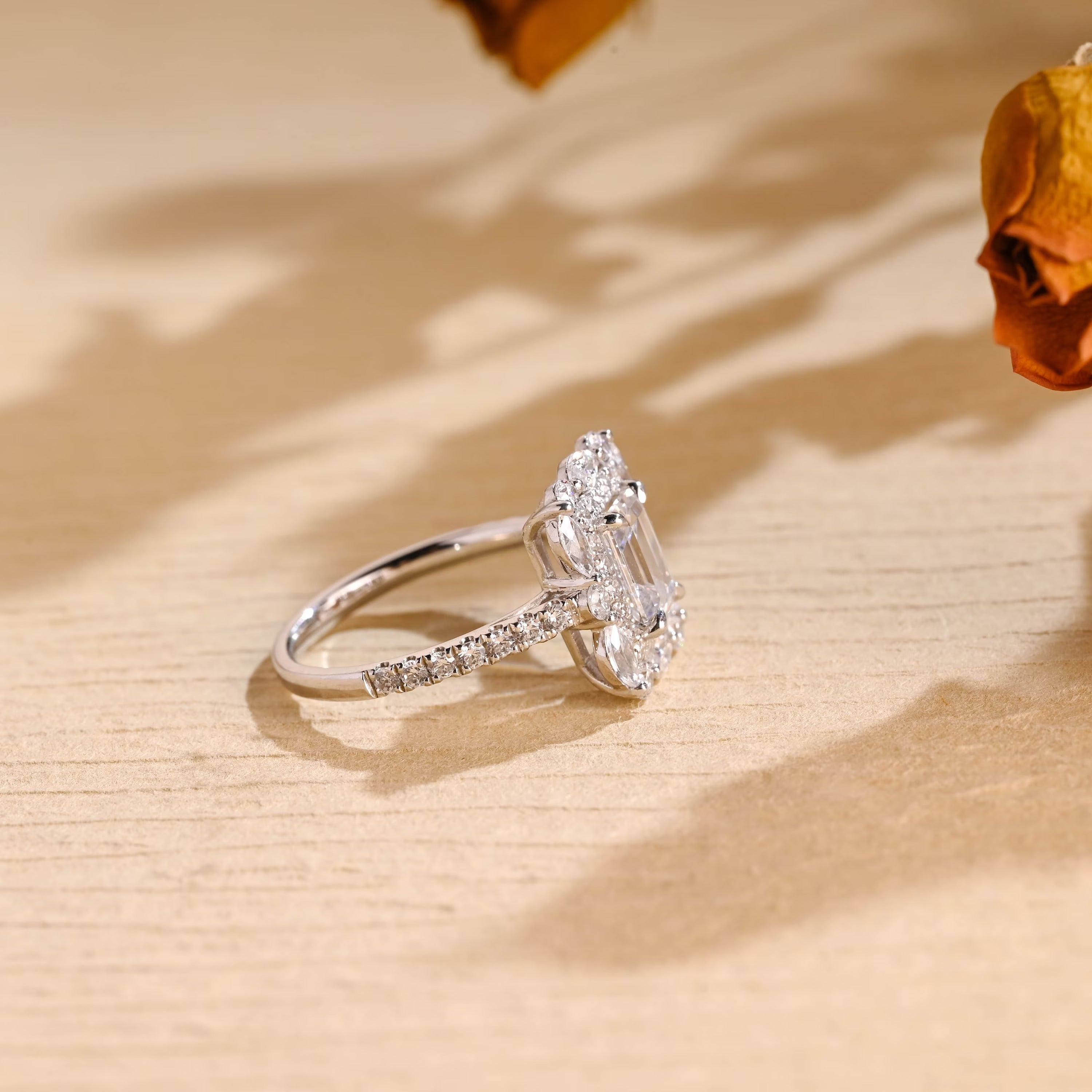 Emerald Cut Cluster Ring