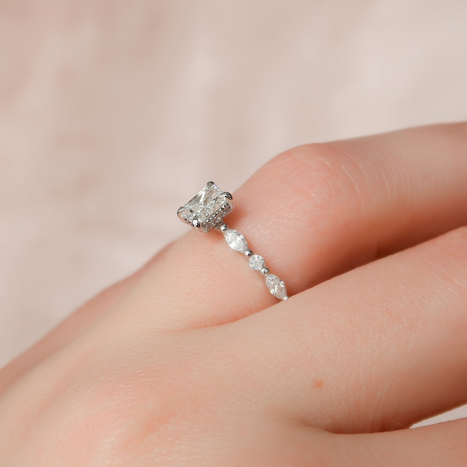 Moissanite Hidden Halo Ring