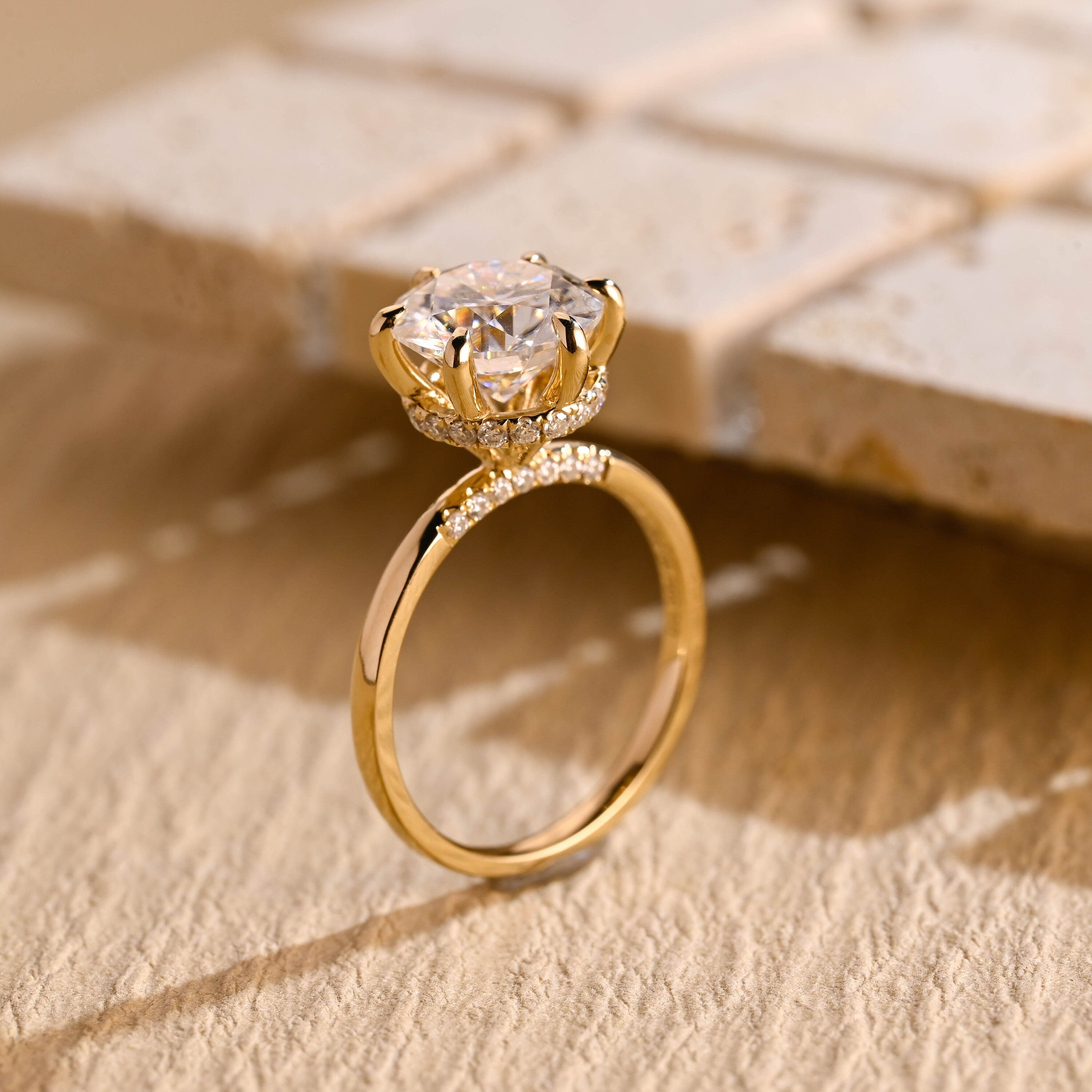 Hidden Halo Solitaire Ring