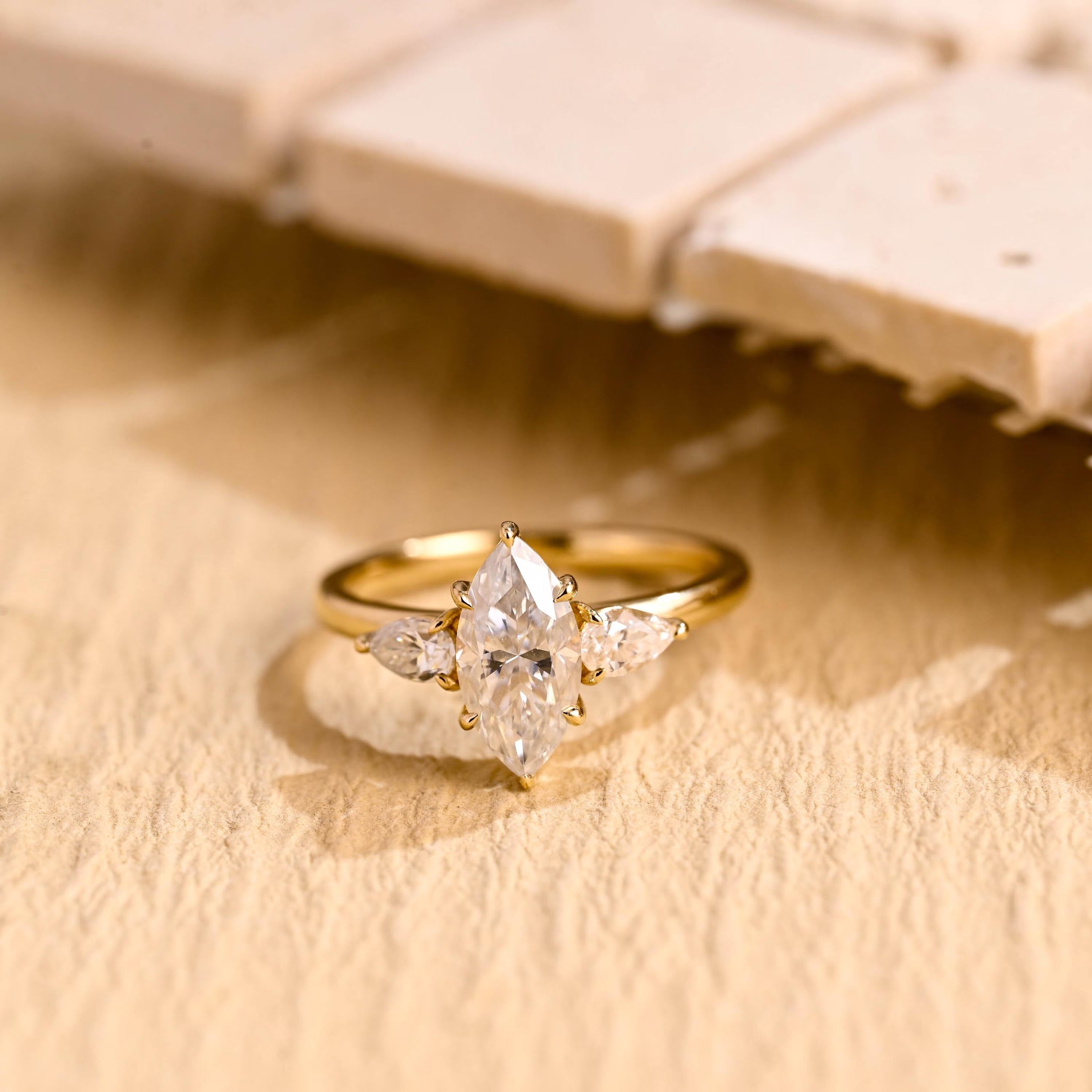 1 Carat Marquise Moissanite Ring