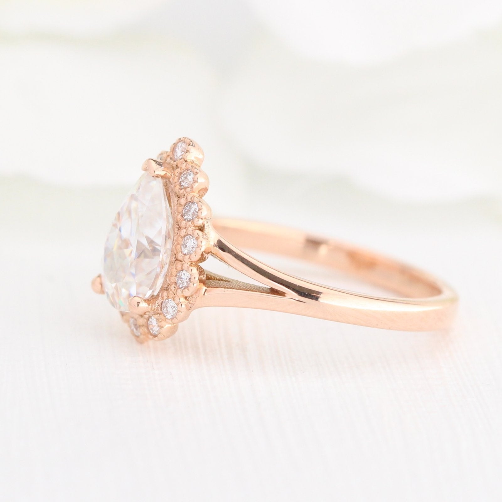 Pear Cut Diamond Halo Ring