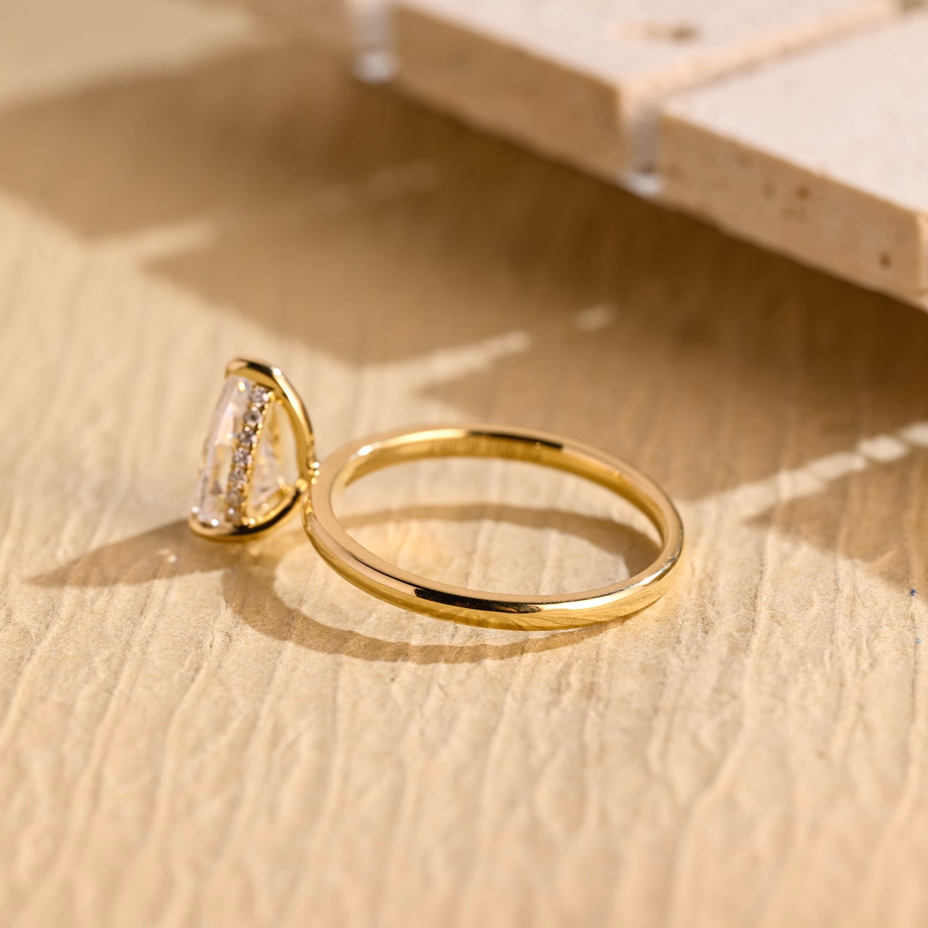 1ct pear moissanite engagement ring hidden halo