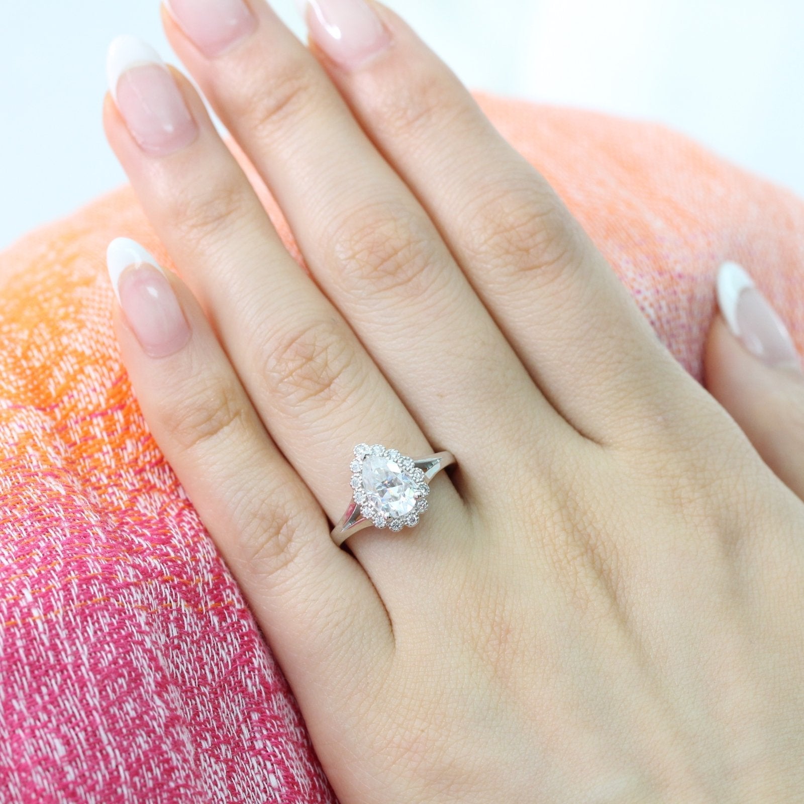 Pear Cut Halo Ring with Split Band