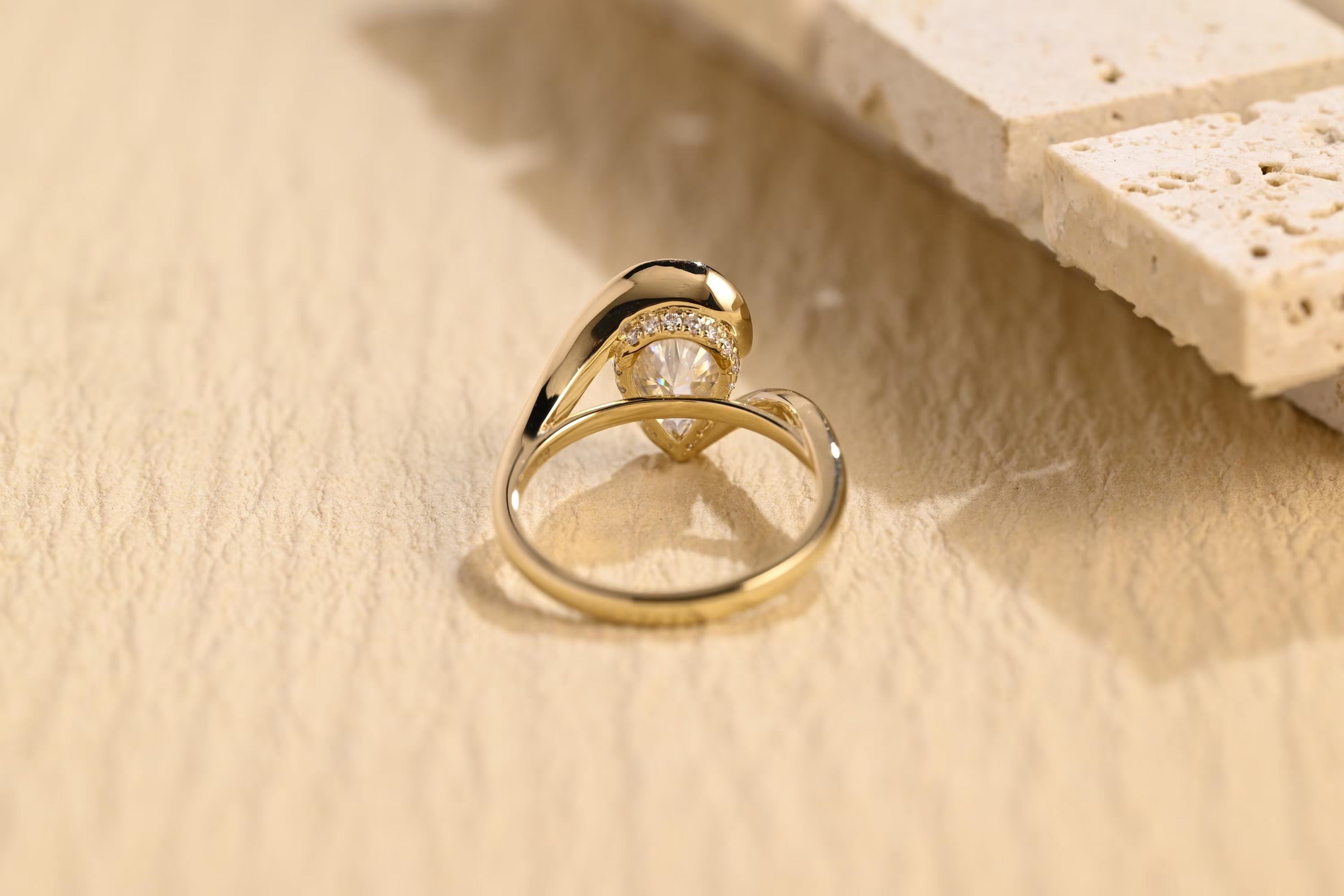 Pear Cut Moissanite Engagement Ring