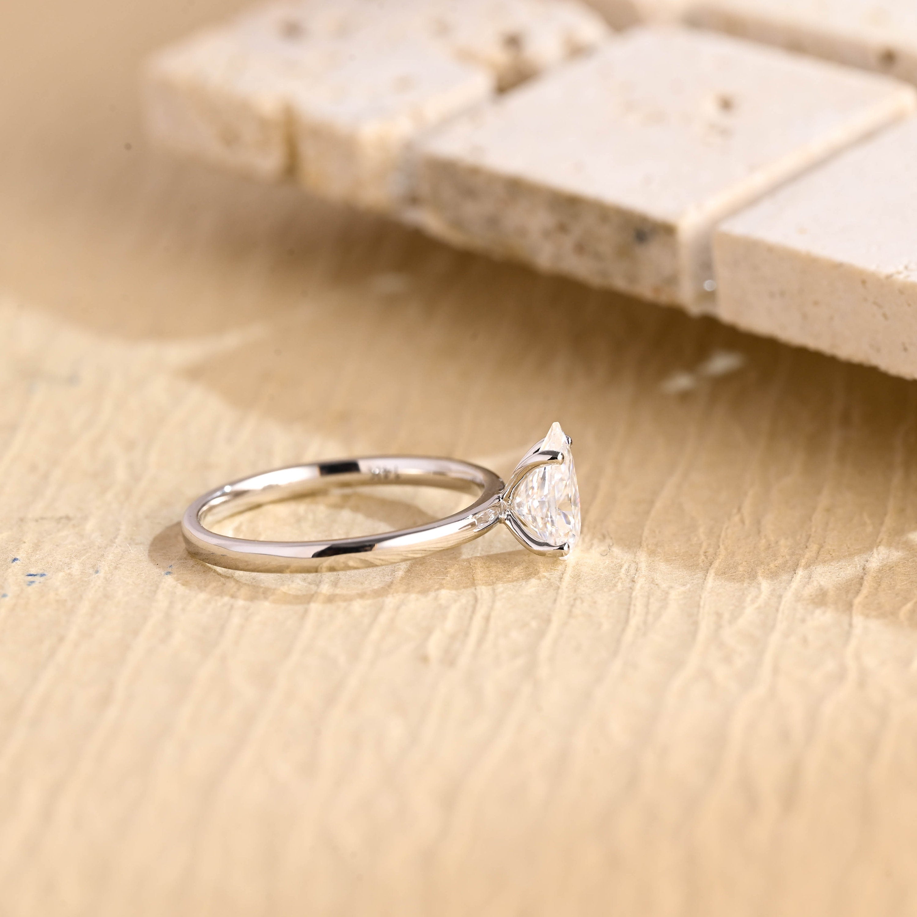 1ct pear cut engagement ring moissanite solitaire