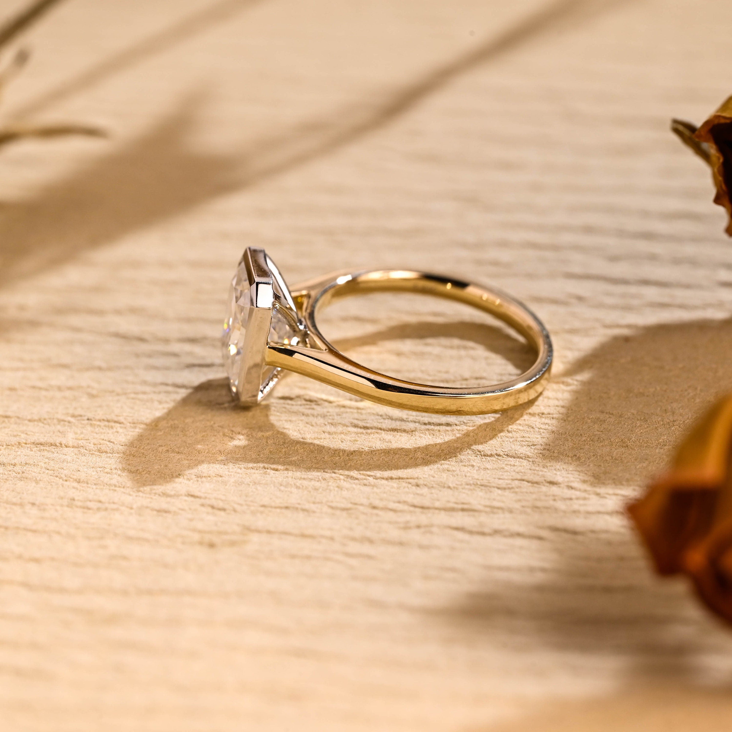 1ct moissanite bezel engagement ring radiant cut