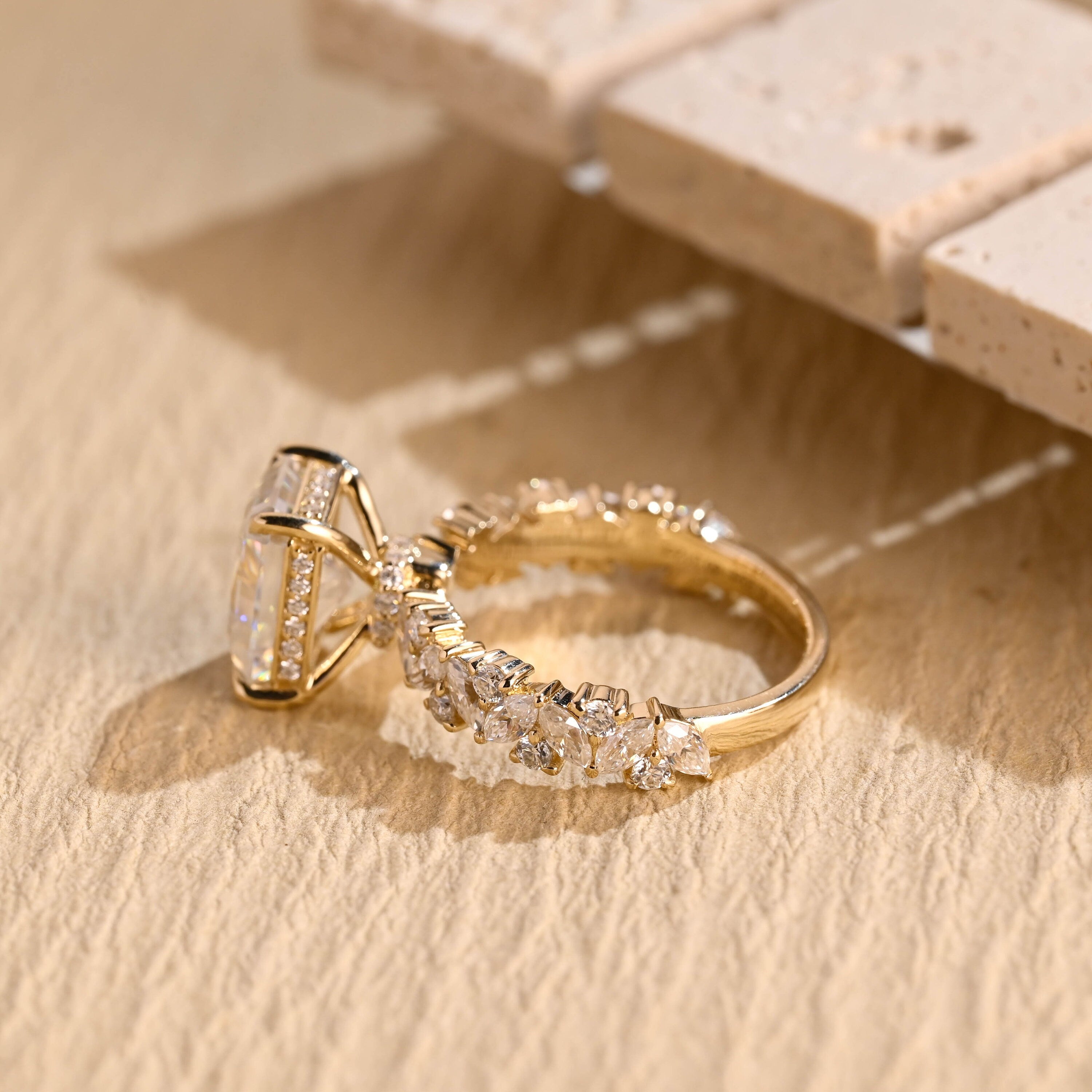 1ct moissanite engagement ring cluster setting