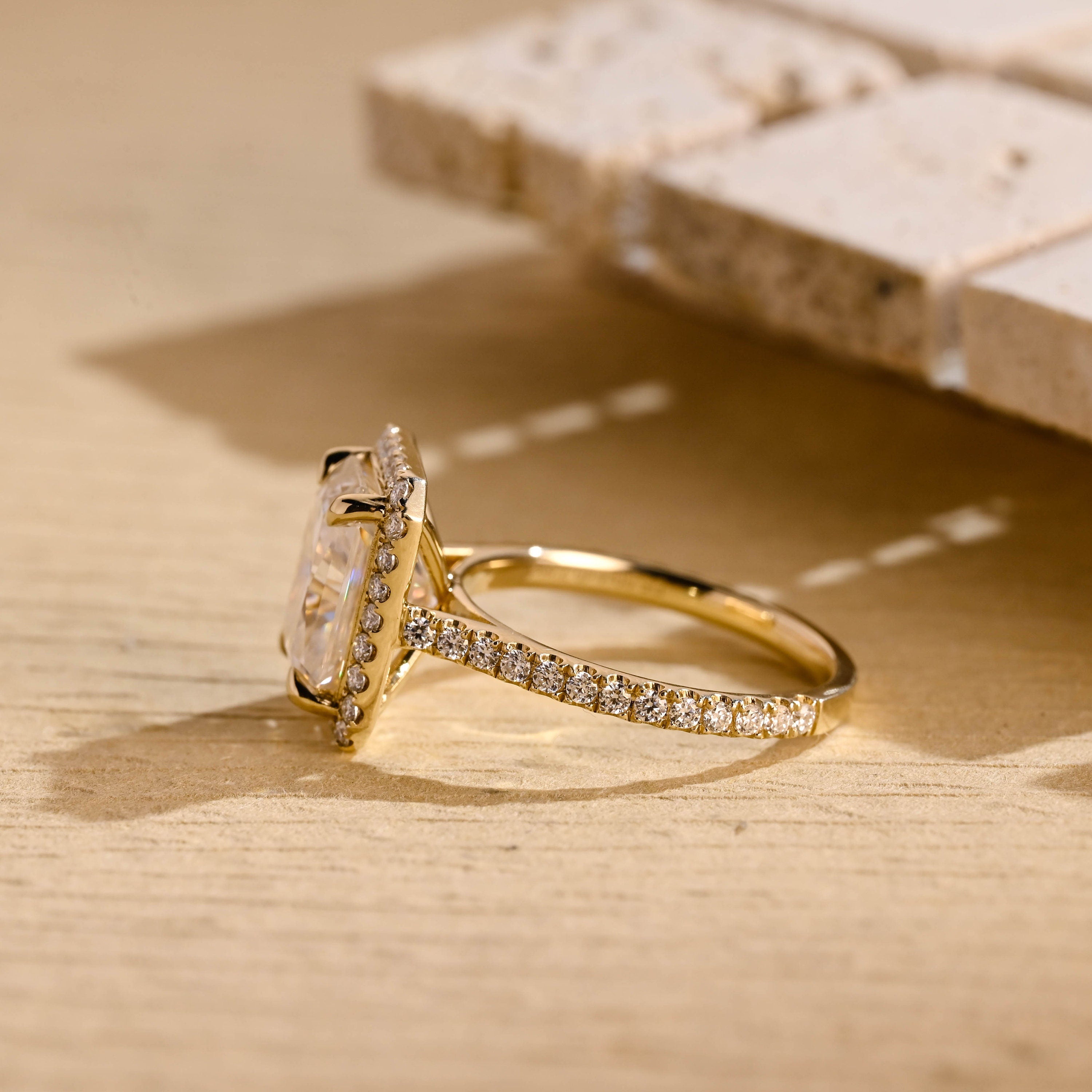 1ct moissanite halo engagement ring