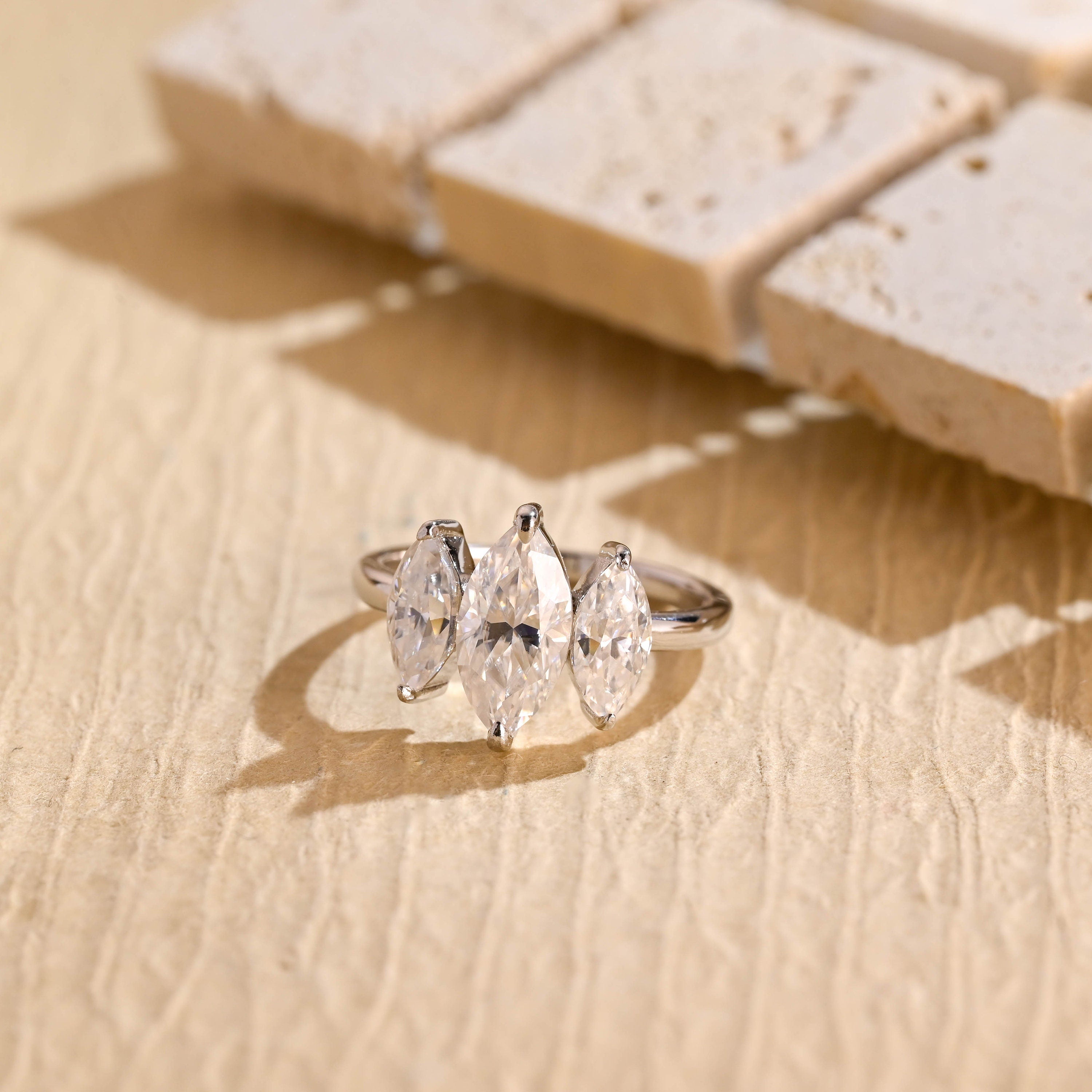 1 Carat Marquise Cut Moissanite Ring