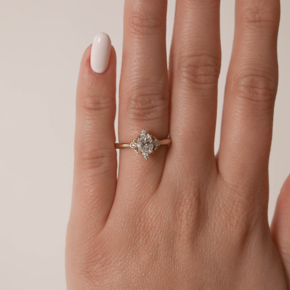 1.20CT Oval Solitaire Vintage Moissanite Diamond Engagement Ring