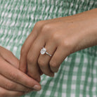 2.10ct Oval Hidden Halo Moissanite Diamond Petite Pave Engagement Ring