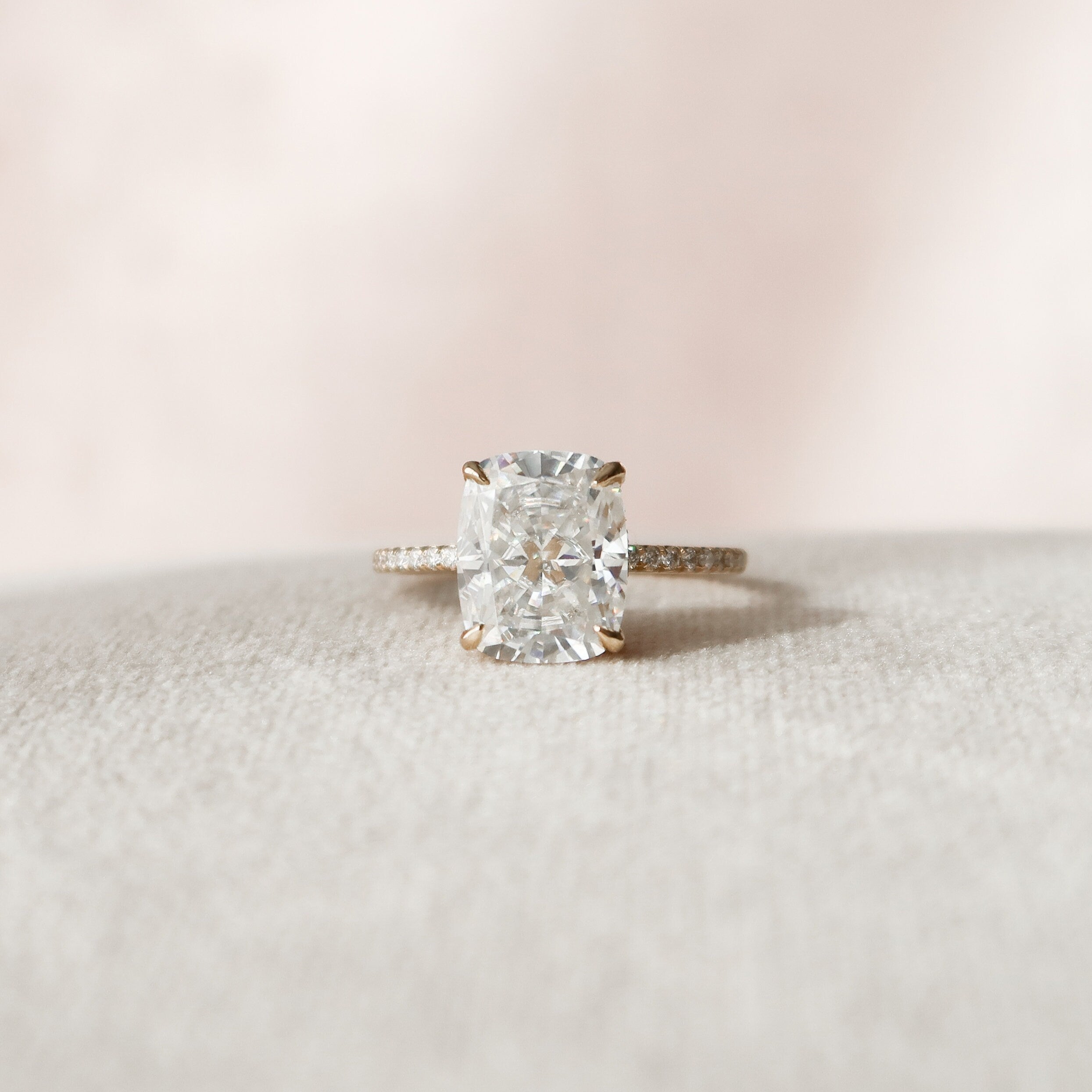 Elongated Cushion Cut Moissanite Ring