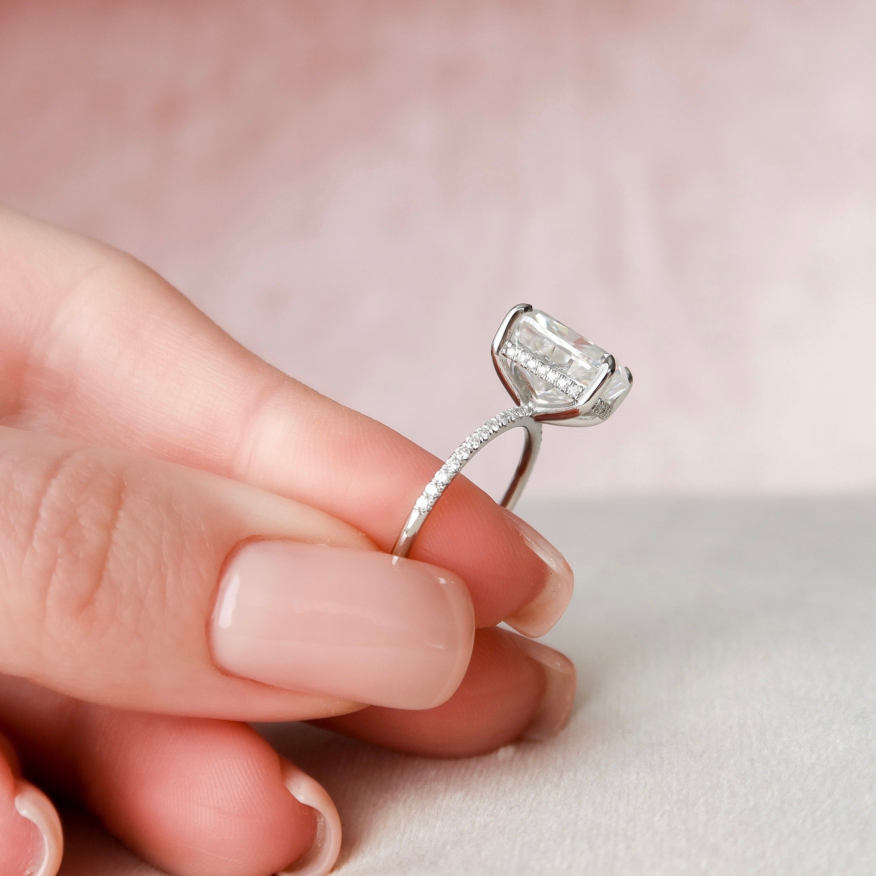 Elongated Cushion Cut Moissanite Ring