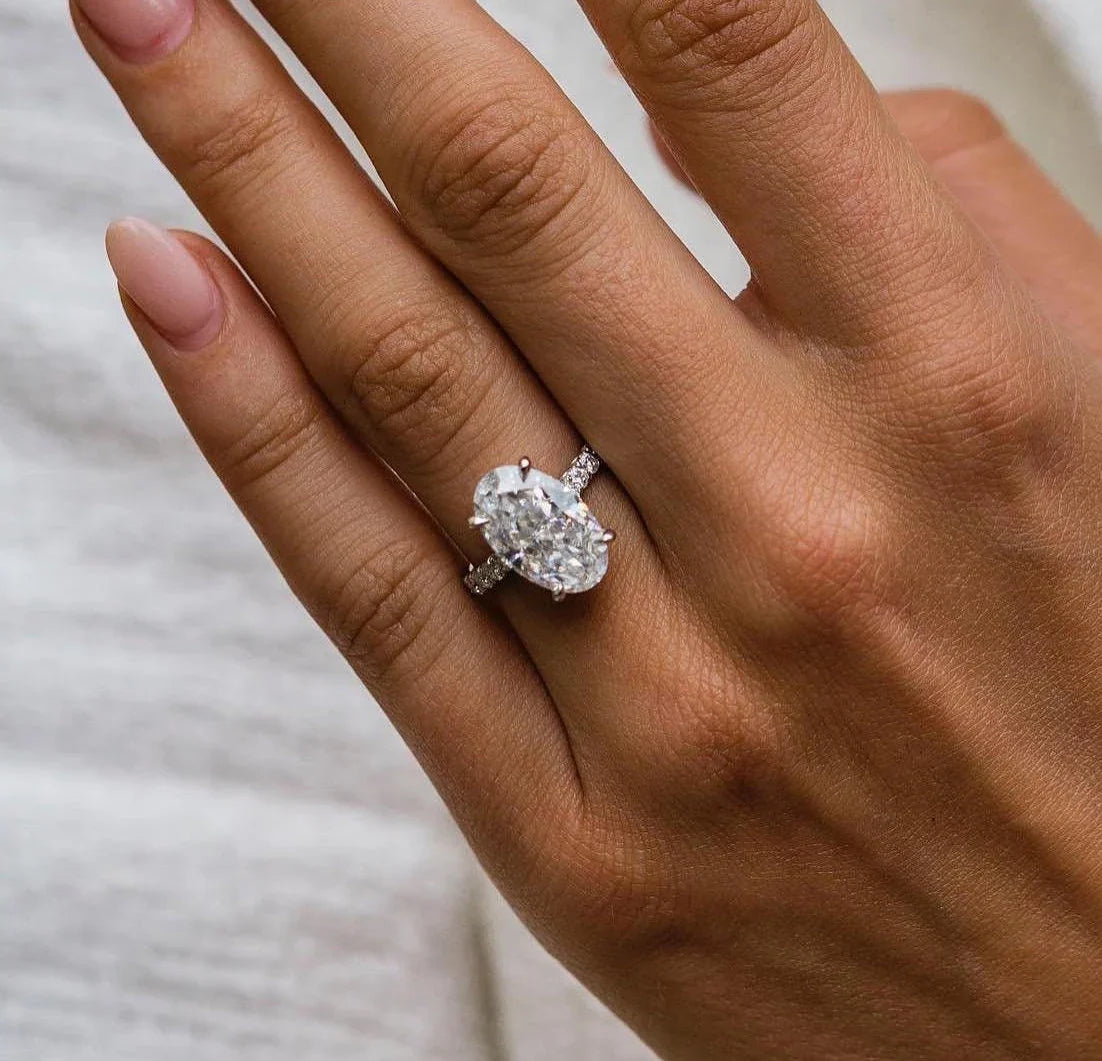 Elongated Oval Moissanite Ring