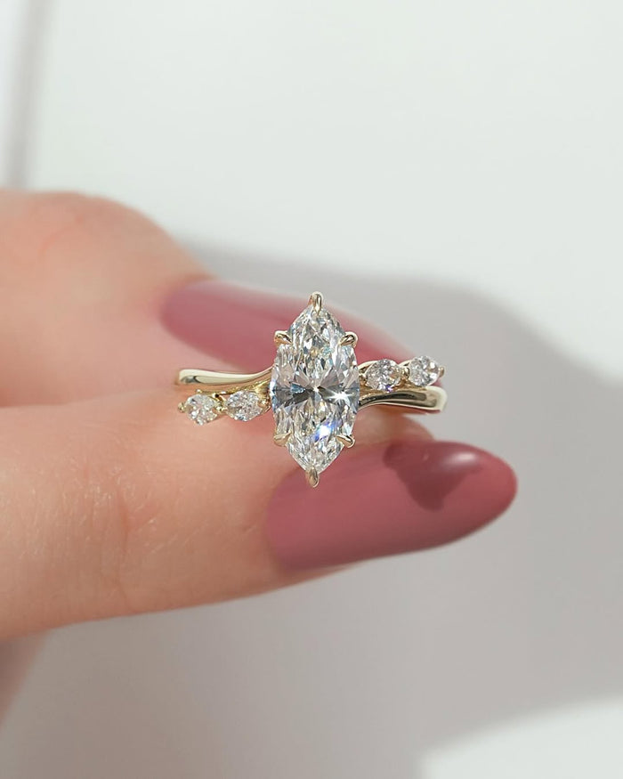 1.50CT Marquise Diamond Cluster Setting Lab Grown Engagement Ring